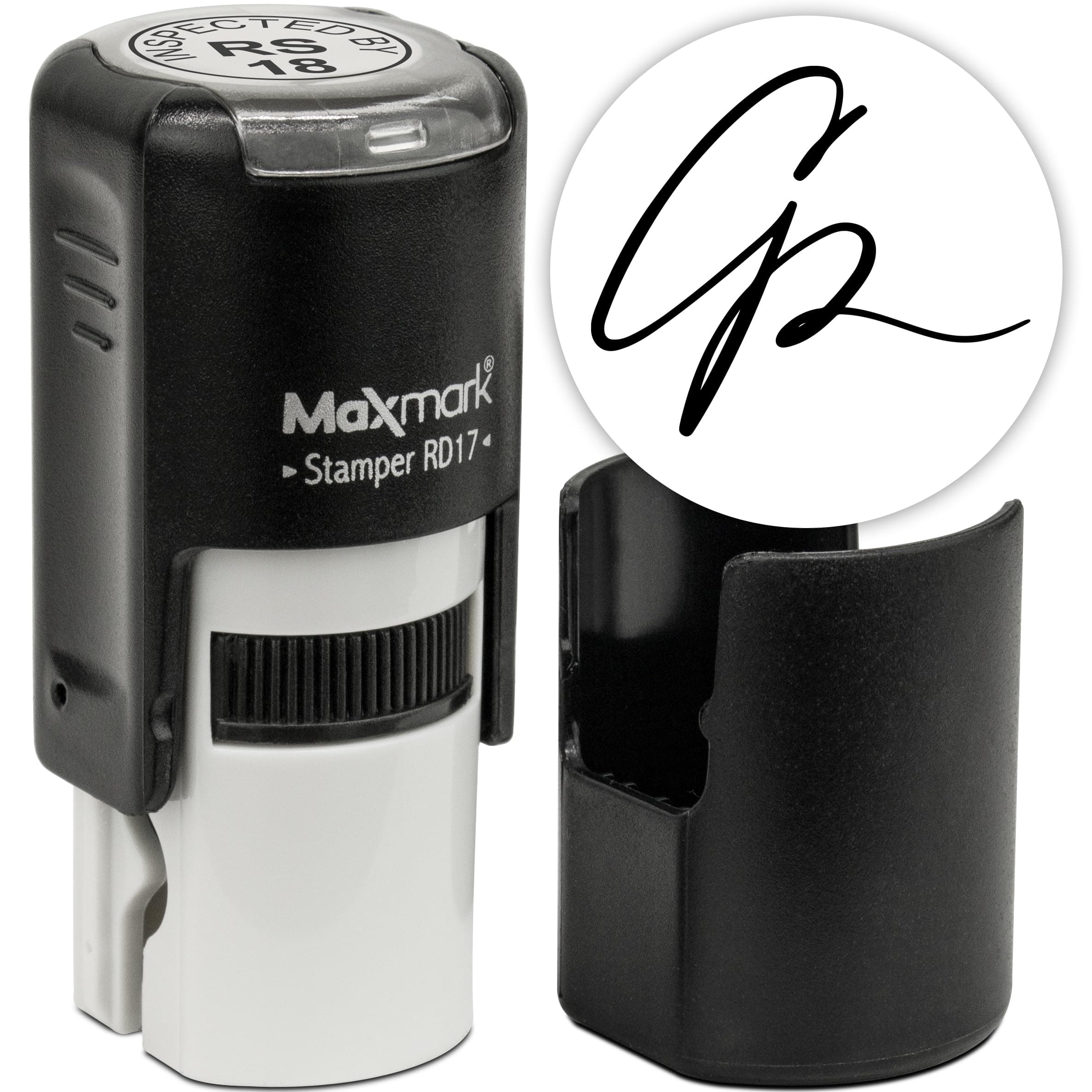 MaxMark Custom Round Self Inking Small Signature Stamp - 15 Colors to Choose