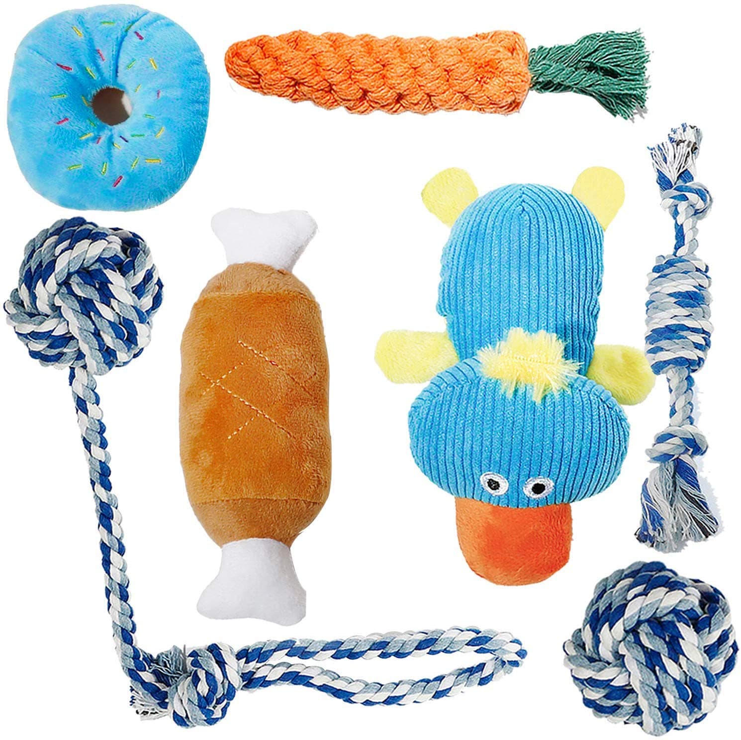 Toozey Puppy Toys for Small Dogs, 7 Pack Small Dog Toys, Cute Squeaky Dog Toys, Durable Puppy Teething Toys, Ropes Puppy Chew Toys, Non-Toxic and Safe