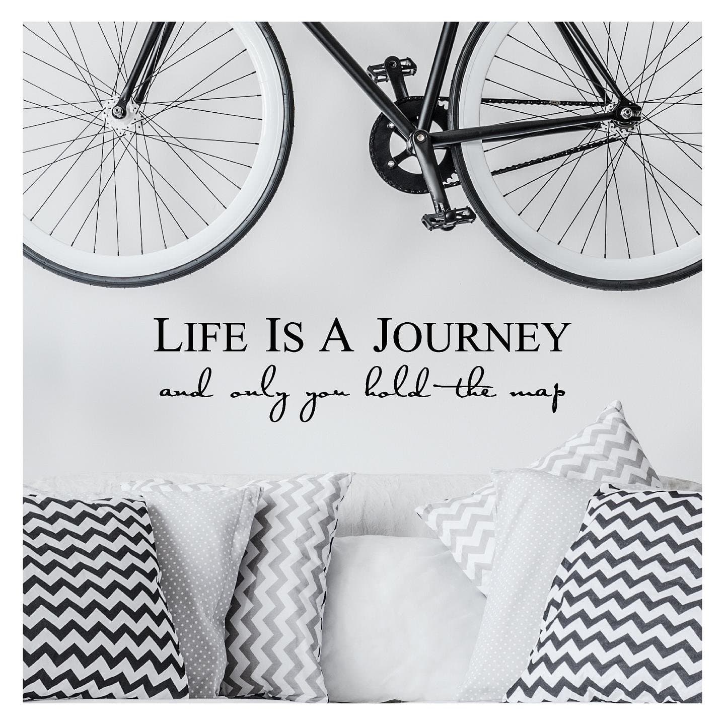 Life is a journey and only you hold the map vinyl lettering self adhesive decal (9"H x 36"L, Black)