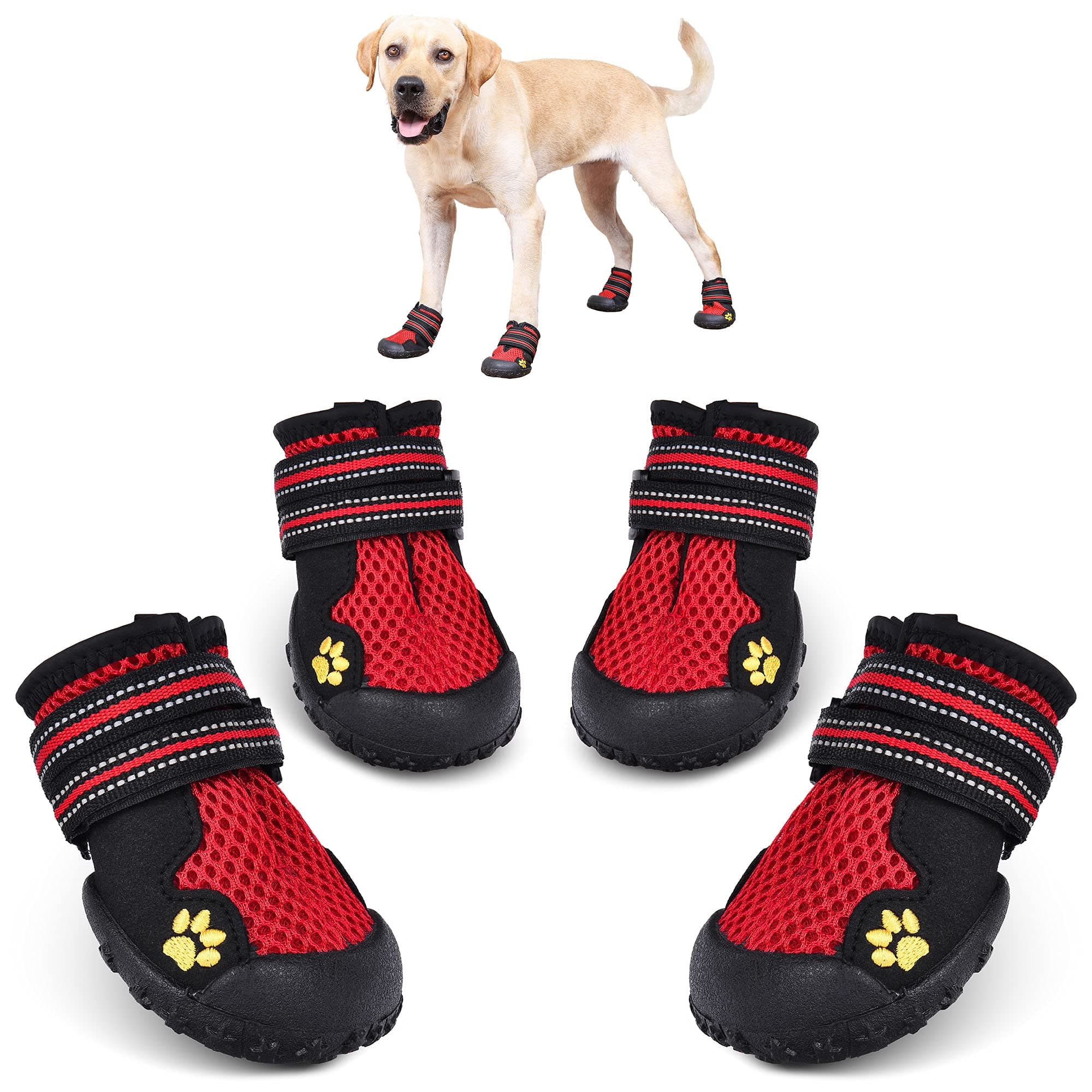 Hipaw Summer Breathable Dog Boot Reflective Strap Rugged Nonslip Sole for Hot Pavement
