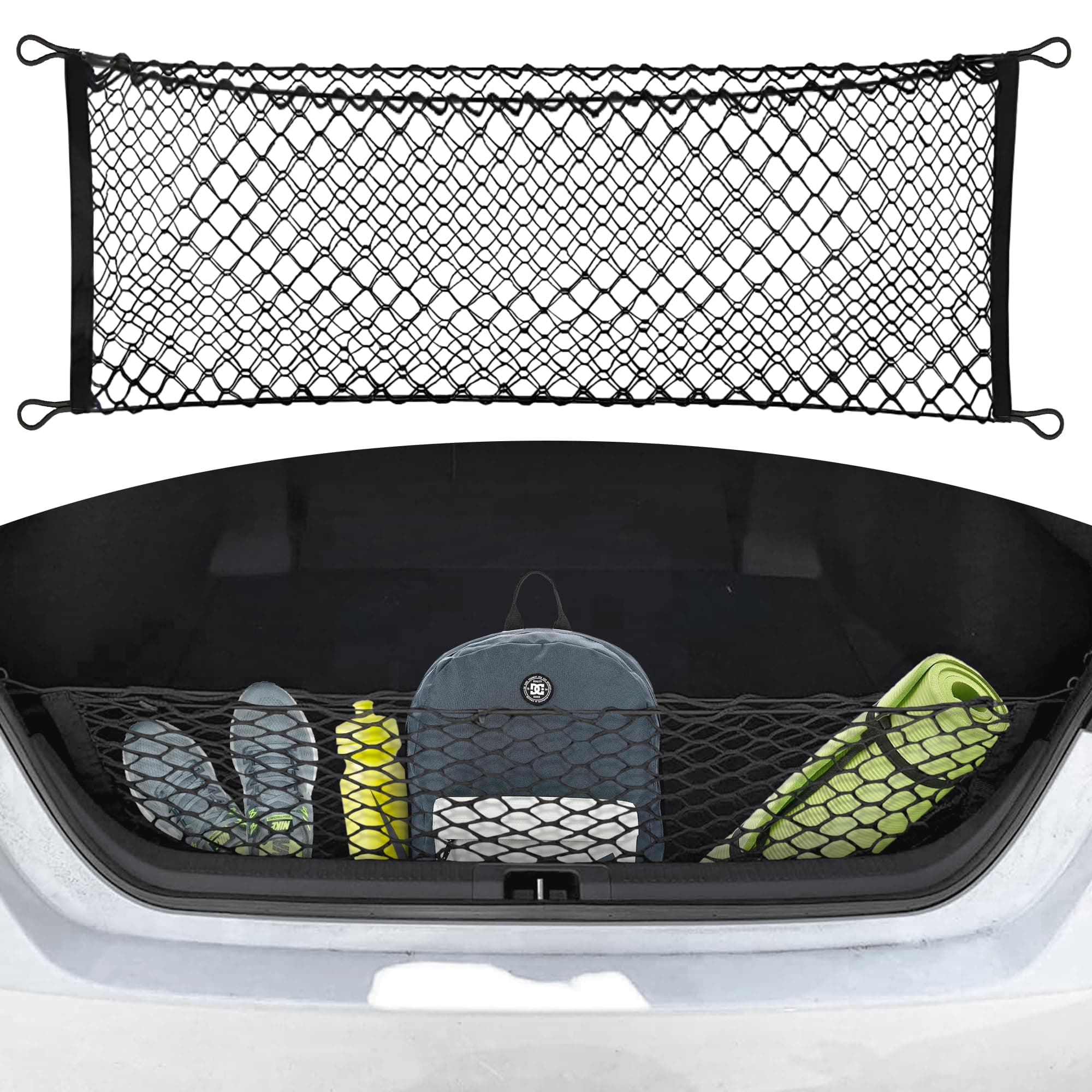 Envelope Style Automotive Elastic Trunk Mesh Cargo Net for Toyota Camry 2018-2024 - Premium Trunk Organizers and Storage - Luggage Net for Sedan - Best Car Organizer for Toyota Camry Hybrid