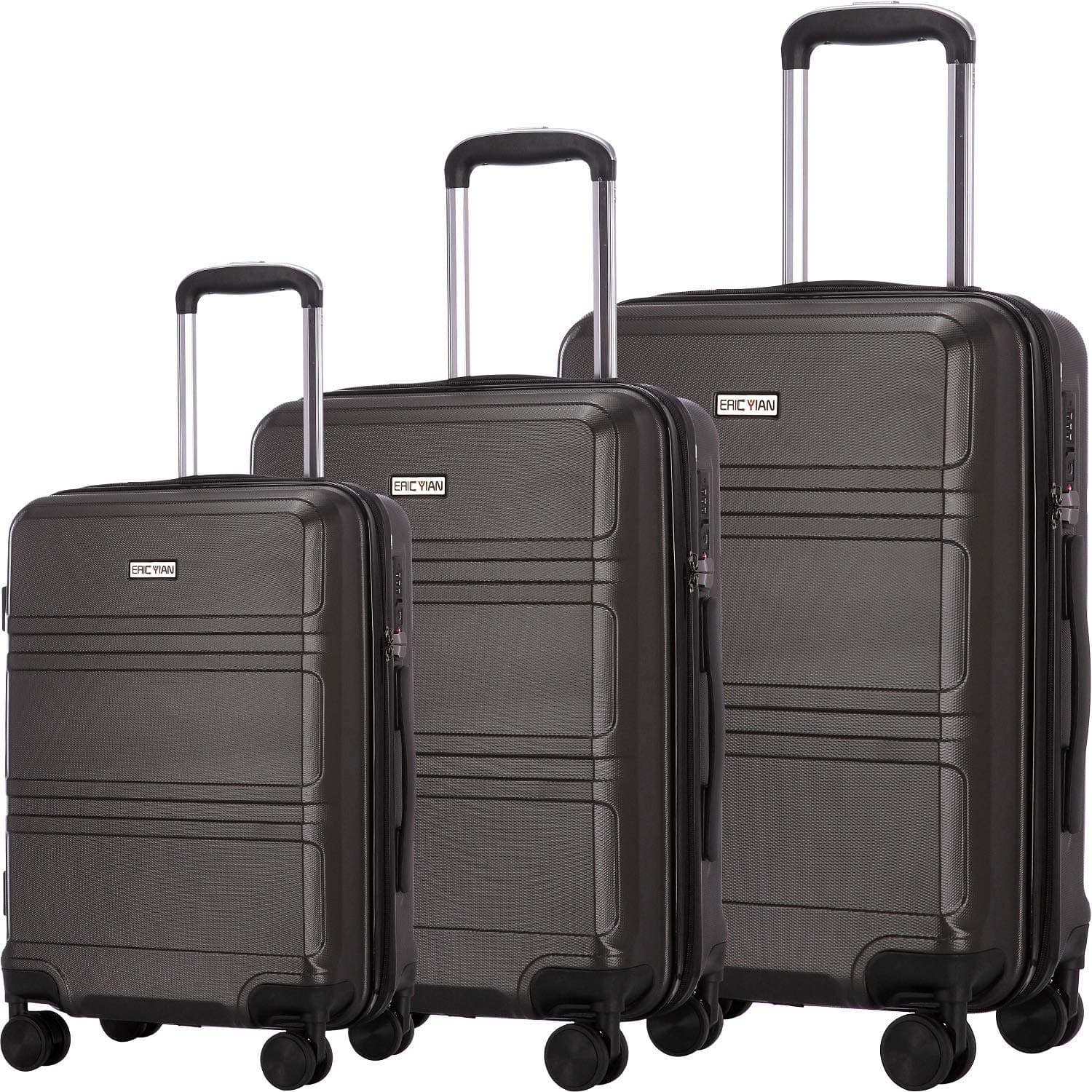 Luggage Set 3 Piece Trolley Suitcase Spinner Hardshell Lightweight Suitcases TSA (Gray)