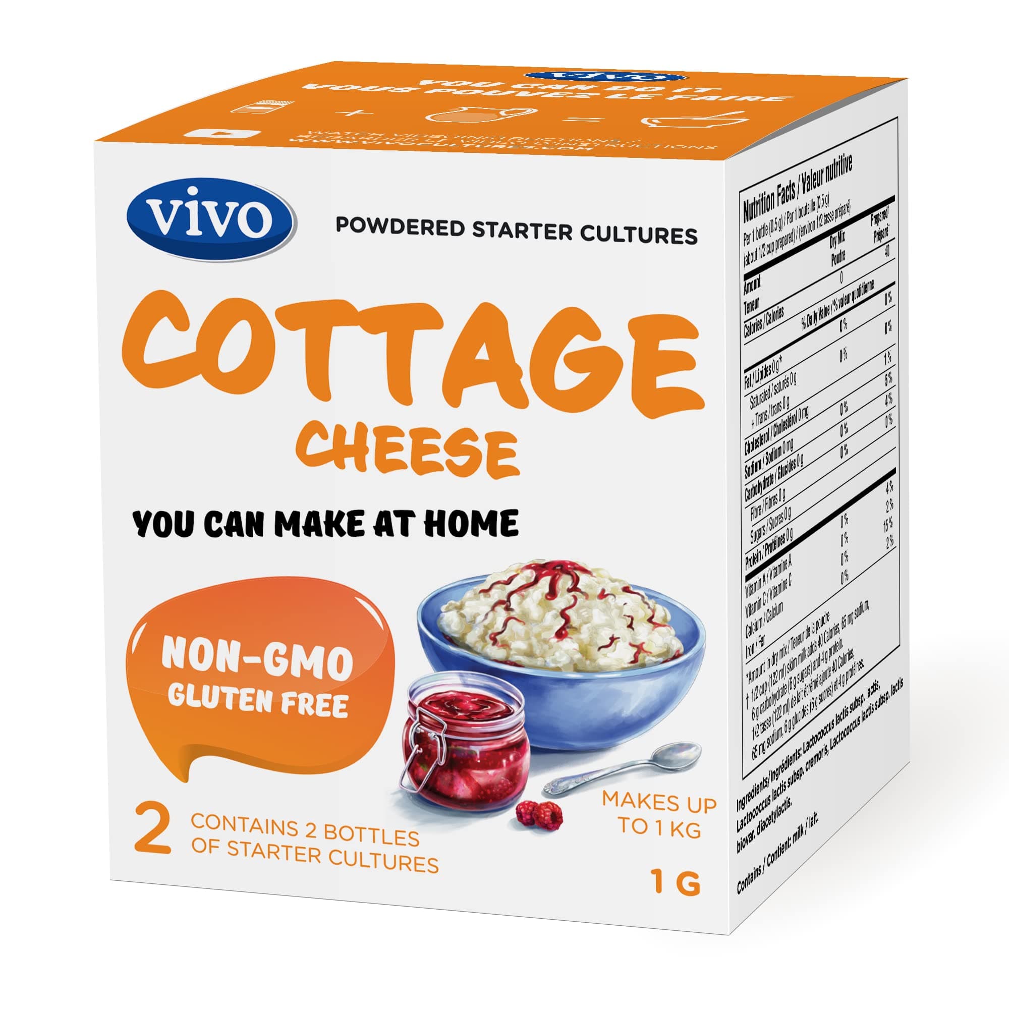 Vivo Cottage Cheese Starter. Box of 5. Makes up to 5 kg of Cottage Cheese