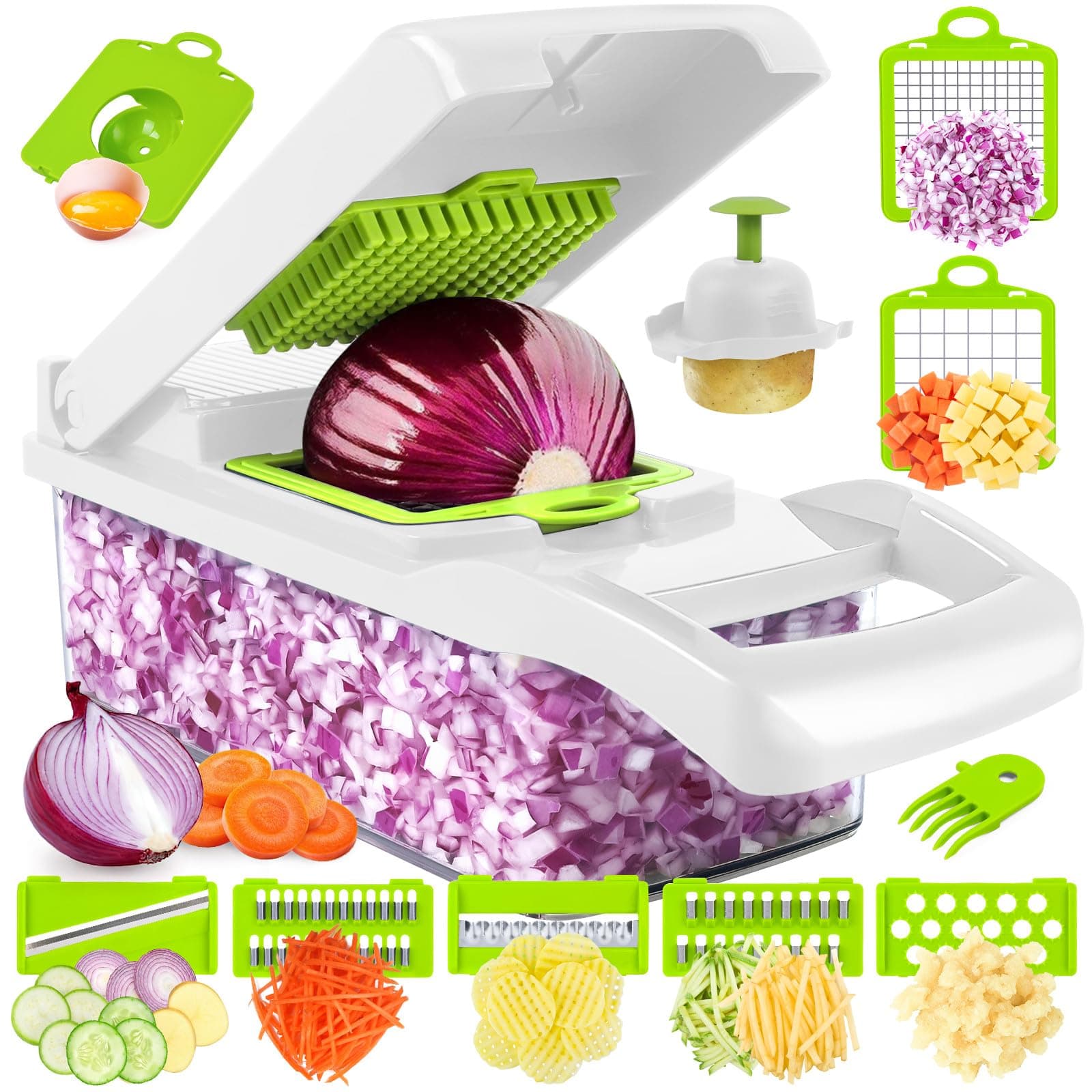 Vegetable Chopper - Multifunctional 15 in 1 Professional Food Chopper - Dicer, Cutter, Egg Slicer