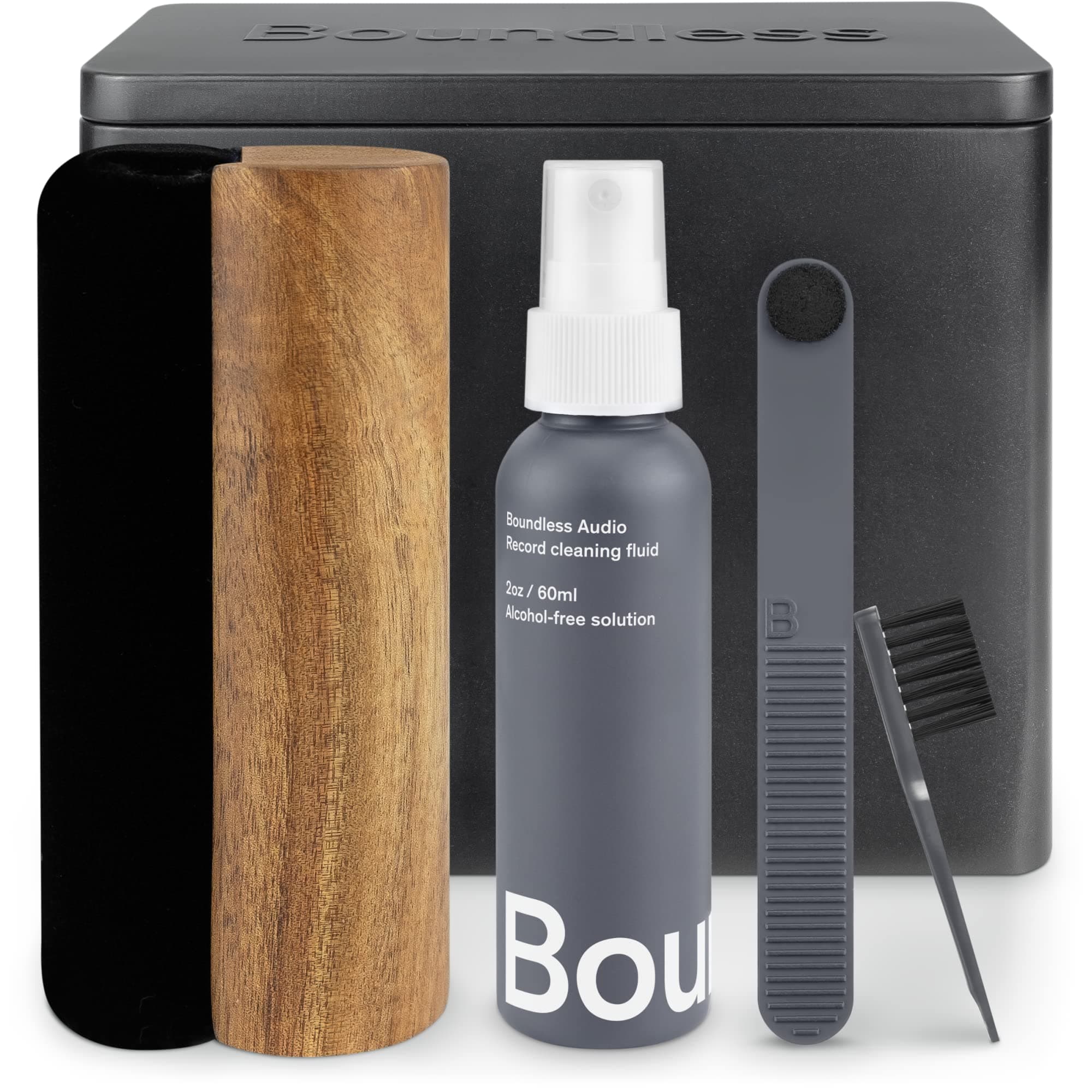 5 Piece Record Cleaner Set - Set of 5 Vinyl Brush, Stylus Cleaner Brush, Record Cleaning Liquid, Nylon Brush and Metal Case