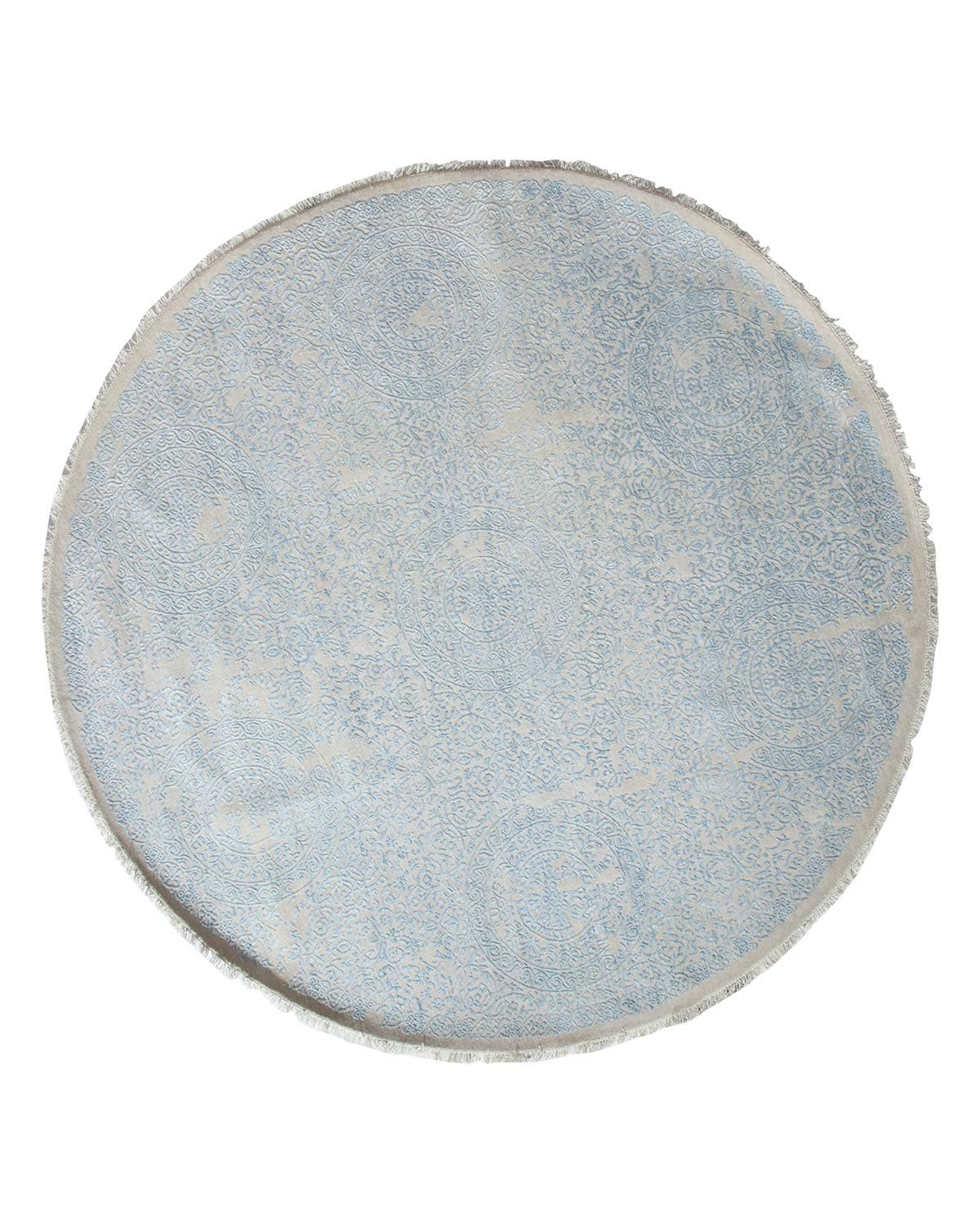 Solo Rugs Dawn Modern Hand Knotted Round Rug, 8' x 8', Light Blue