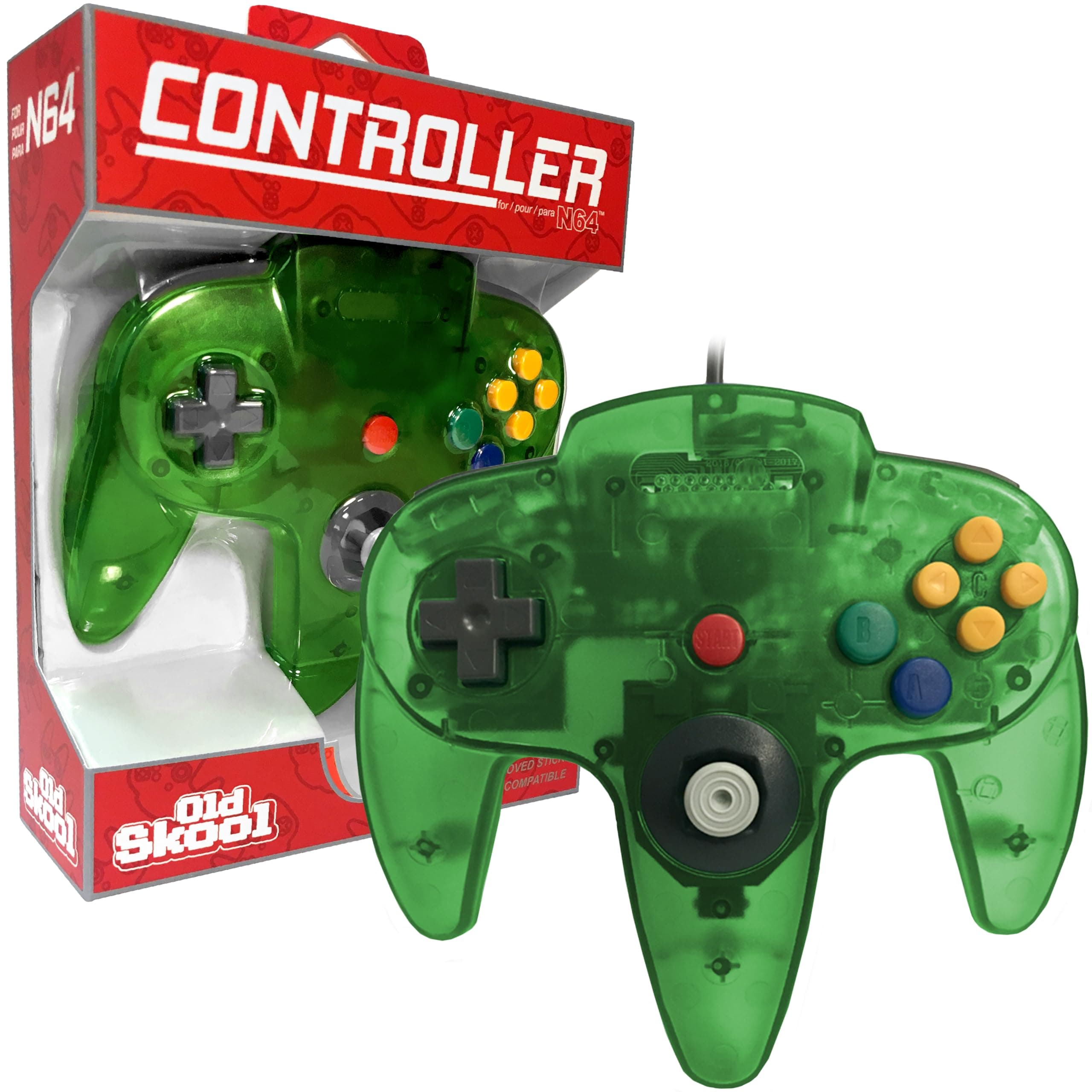 Old Skool Classic Wired Controller Joystick compatible with Nintendo 64 N64 Game System - Jungle Green