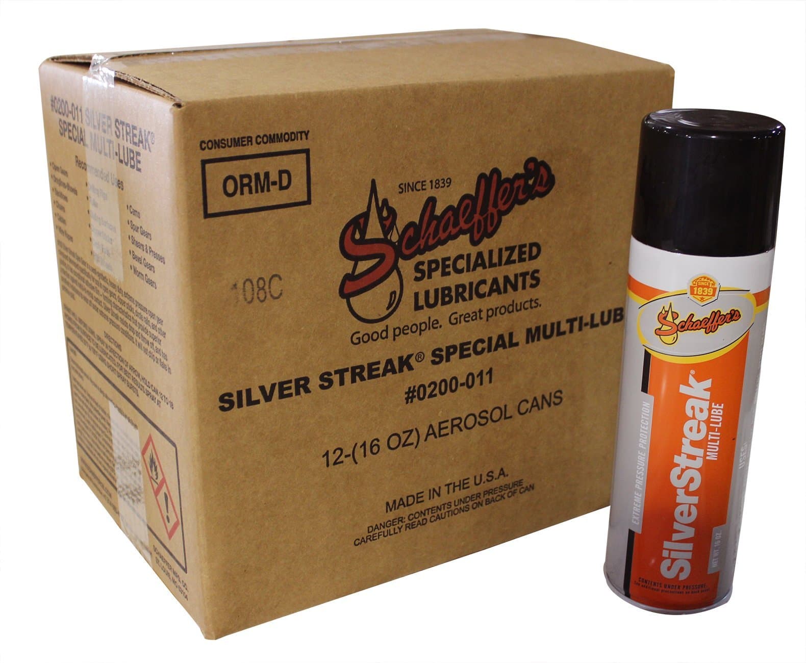 Schaeffer Manufacturing Co. 0200-011 Silver Streak Multi-Lube Spray, 16 oz. Aerosol Can (Pack of 12)