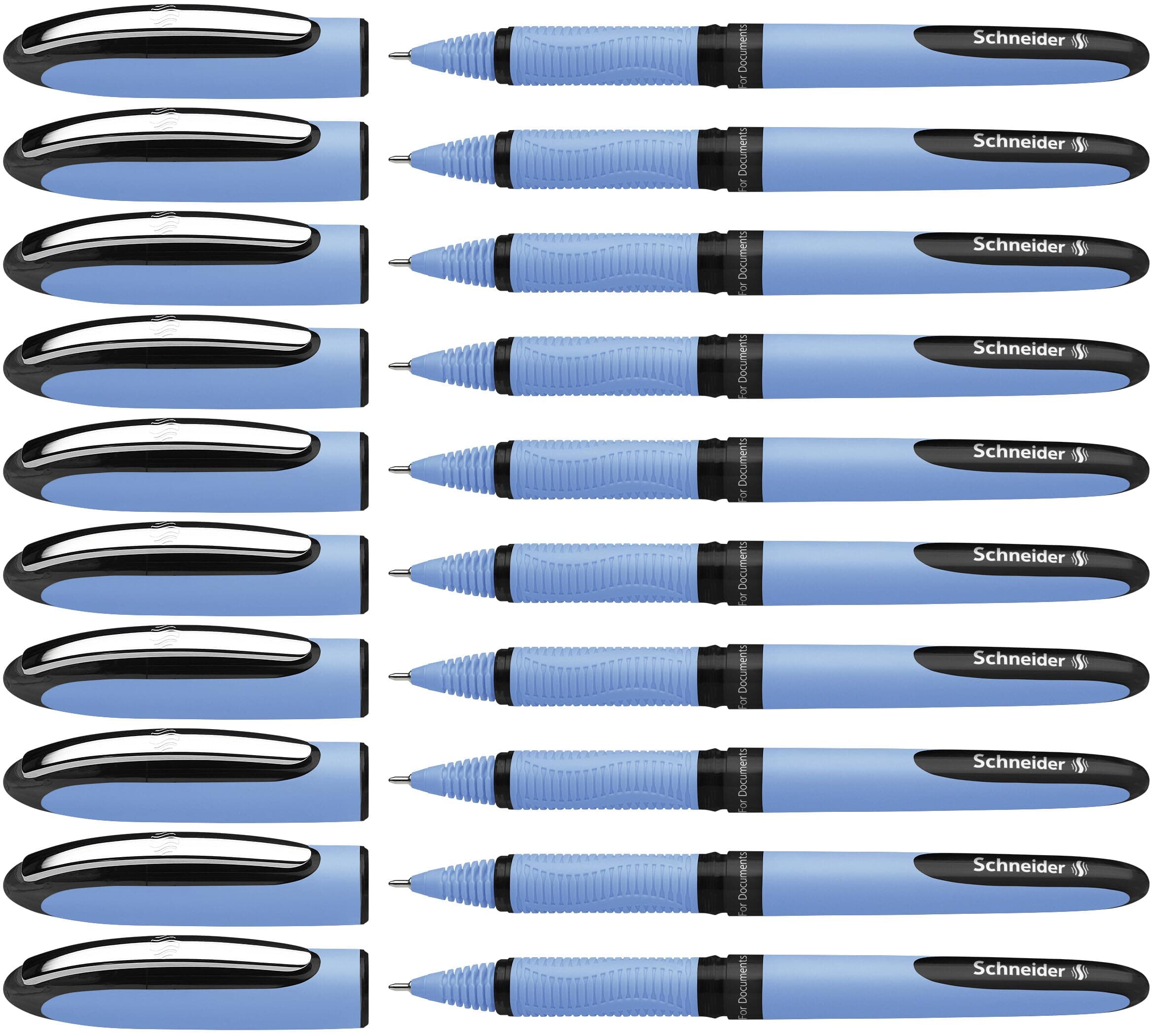 One Hybrid N Rollerball Pen, 0.3 mm Hybrid Needle Tip, Light Blue Barrel, Black Ink, Box of 10 Pens (183401)