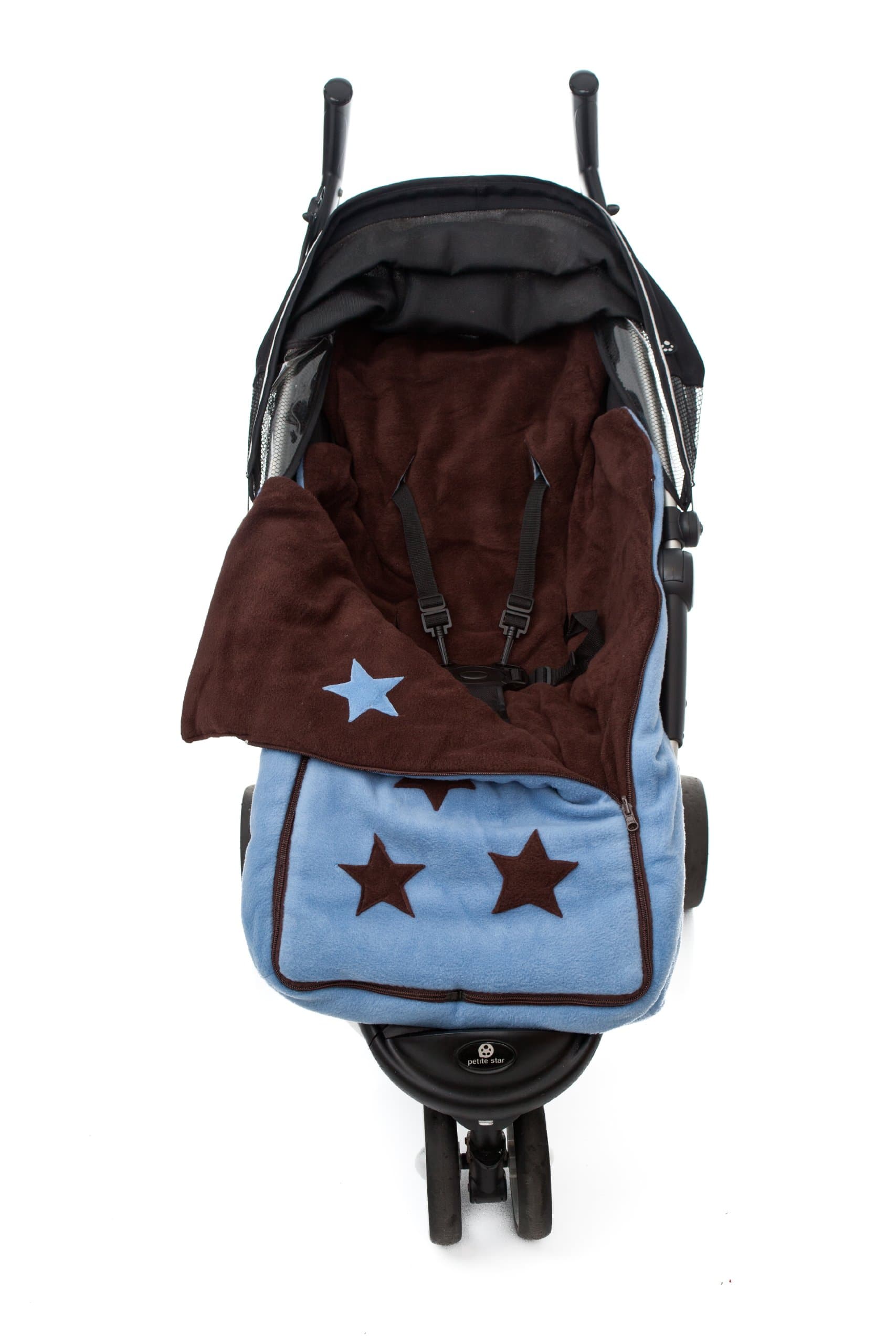 Reversible Buggy Bag with Stars (Chocolate/Light Blue)
