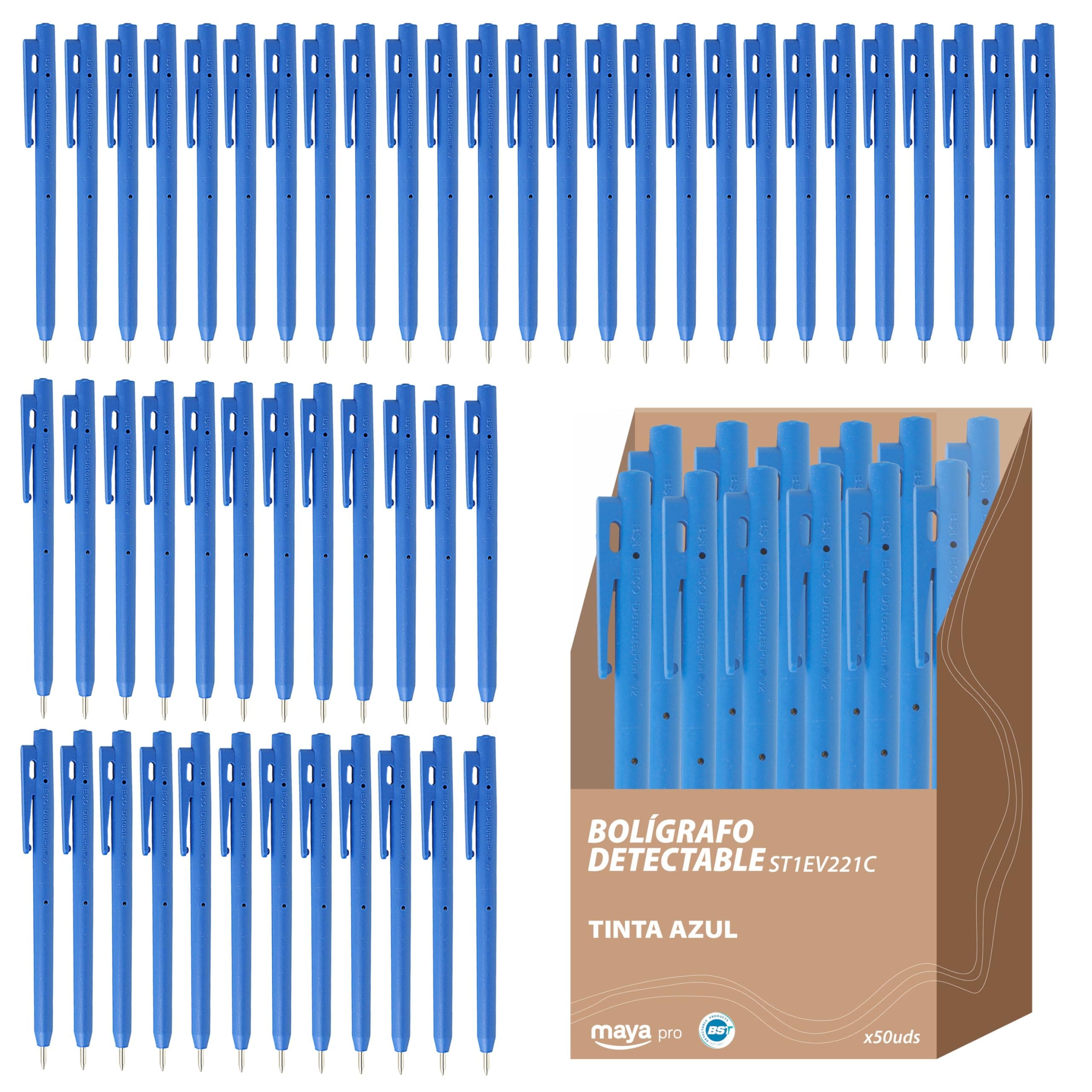 Maya Professional Tools eco2100 °C-2/2 Pen Detectable per of metals and X-ray, Normal Ink, with clip, pack of 50, Blue Body, Blue Ink