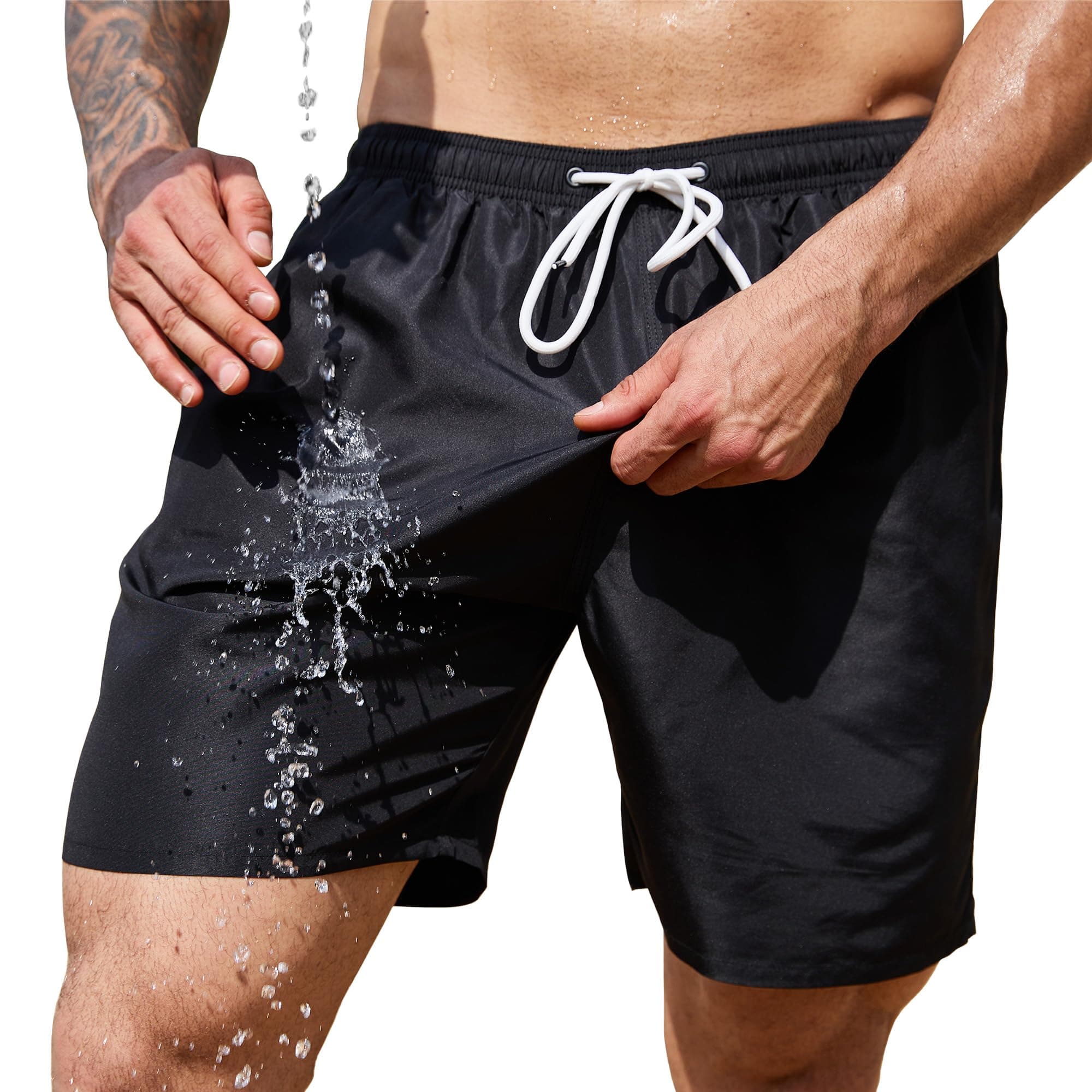 Mens Swimming Trunks, Quick-Drying Swim Shorts, 17.8cm, with Mesh Lining, Swimwear, Bathing Suits