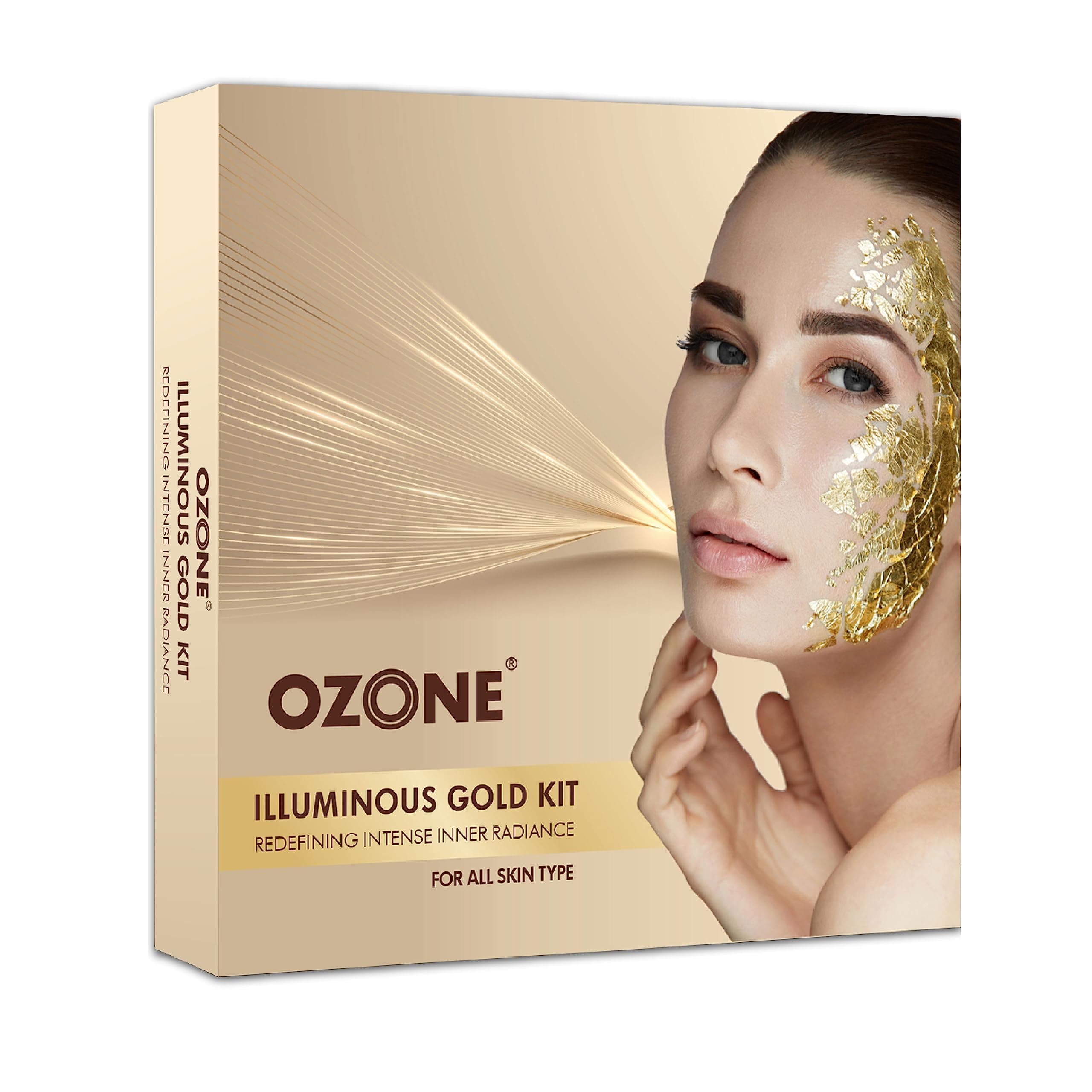 Ozone Illuminous Gold Facial Kit | Organic Facial Care for Golden Glow & Radiant Skin | Winter Skincare Kit for All Skin Types | Men & Women | 60g | Single Use