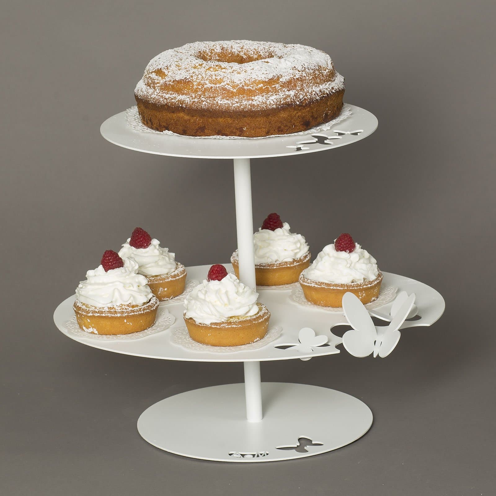 ALZATA Cake Stand in Iron Butterfly mod. Italian Design Arti E Mestieri – White
