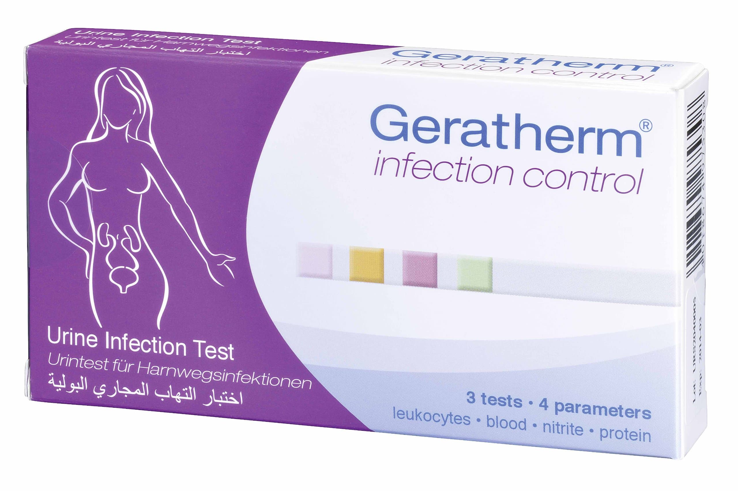 Geratherm Infection Control Urine Test for Urinary Tract Infections 1 Pack of 3 Tests