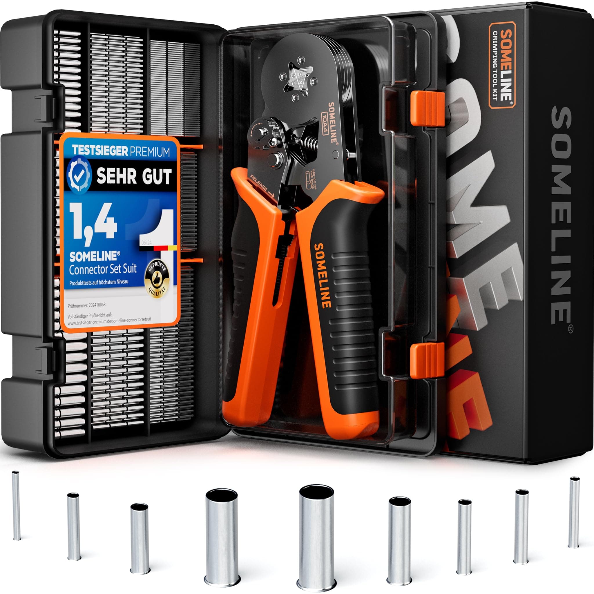 SOMELINE Crimping Tools Set with 9 Types of Uninsulated Ferrules - Ferrule Pliers 0.25-10mm²(AWG 24-8) I Electricians Tools, Crimper, Crimping Pliers, Wire Crimping Tool, Crimping Tool