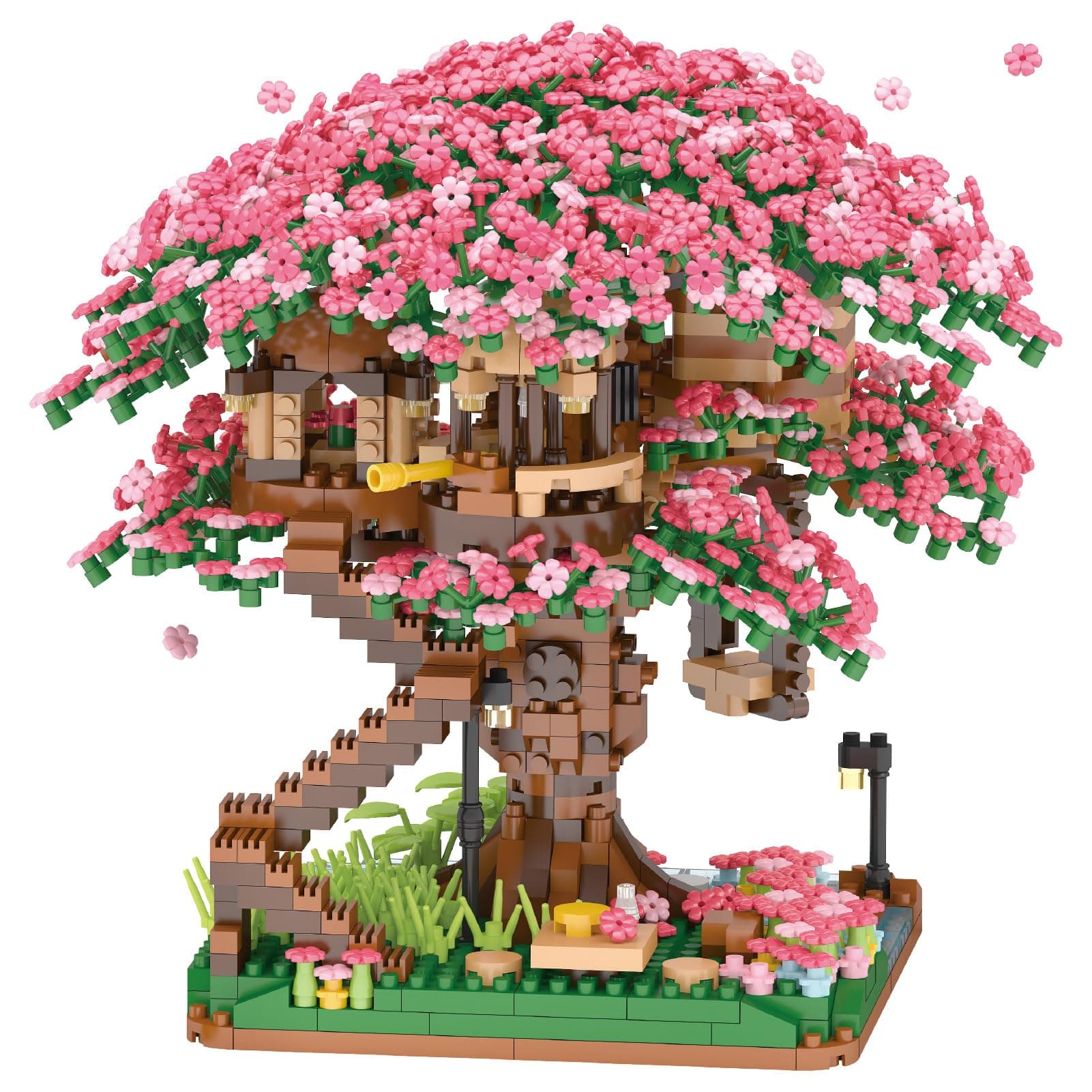 XIU Cherry Blossom Treehouse Building Sets,(2008pcs) Mini Blocks Building Sets for Adults, Japanese Sakura Treehouse Building Blocks Sets for Girls Aged 8-12, Gift idea for Women Kids 8+