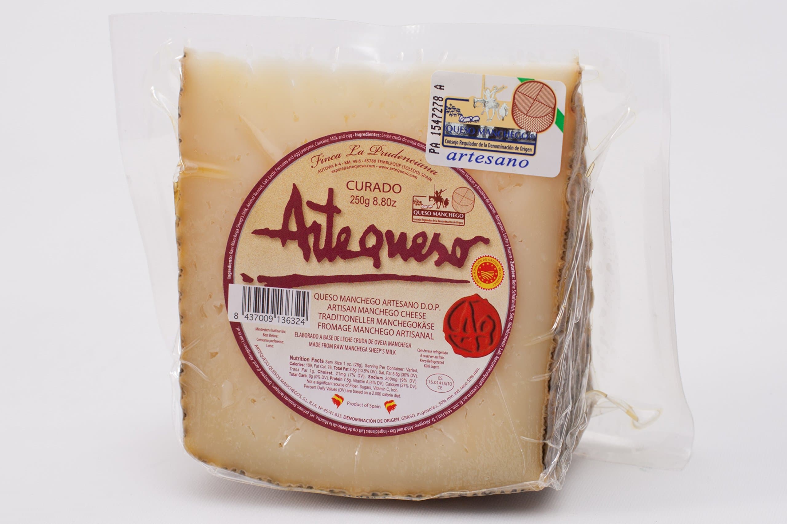 Cured Sheep Cheese ‘DO Manchego’ (Wedge, 250 g) - Artequeso