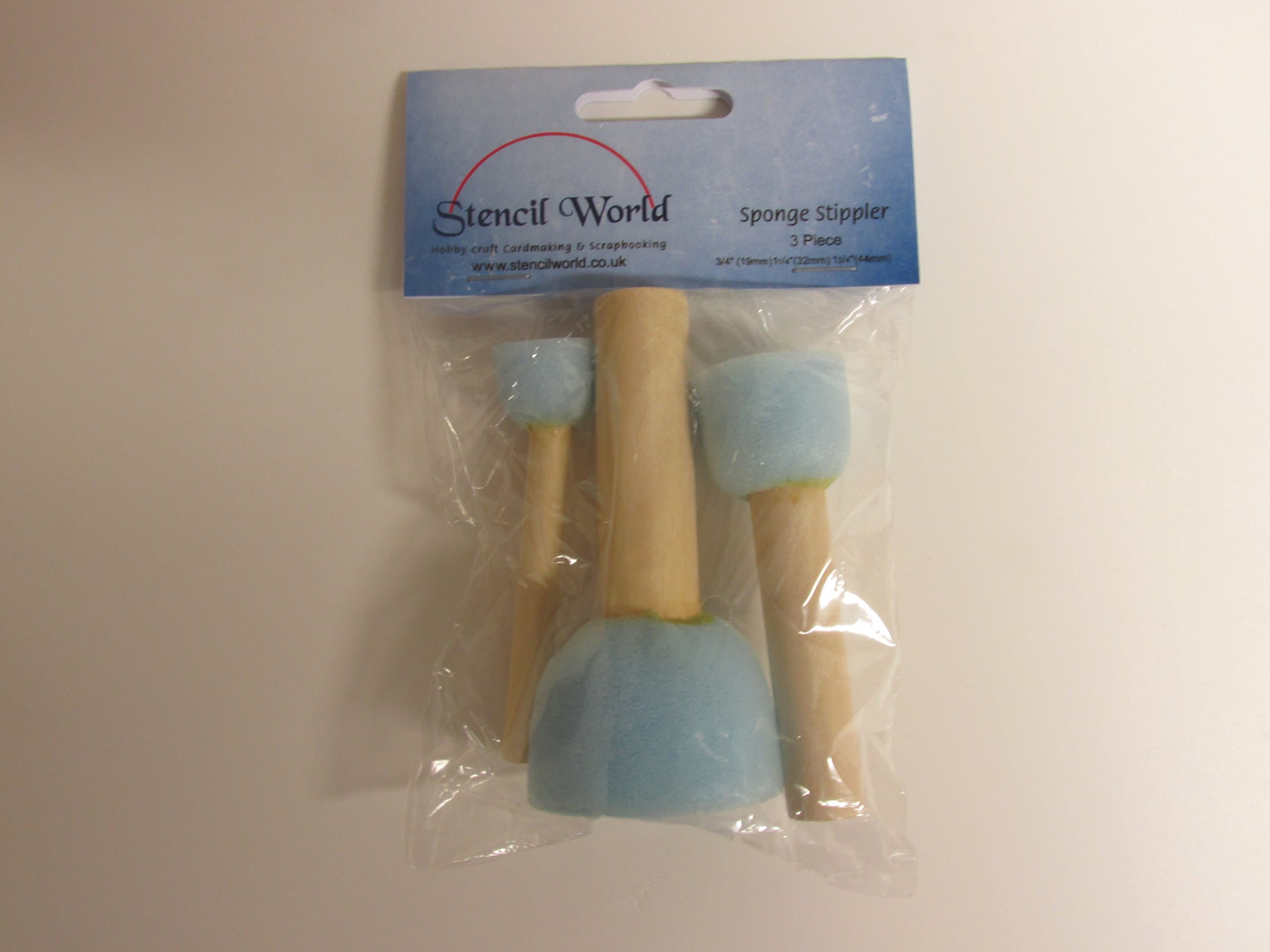 SETS OF SPONGE STIPPLER DABBER PAINT BRUSHES FOR STENCILS (Sponge Stippler (3) Piece 3/4"(19mm) 11/4"(32mm) 1 3/4"(44mm))