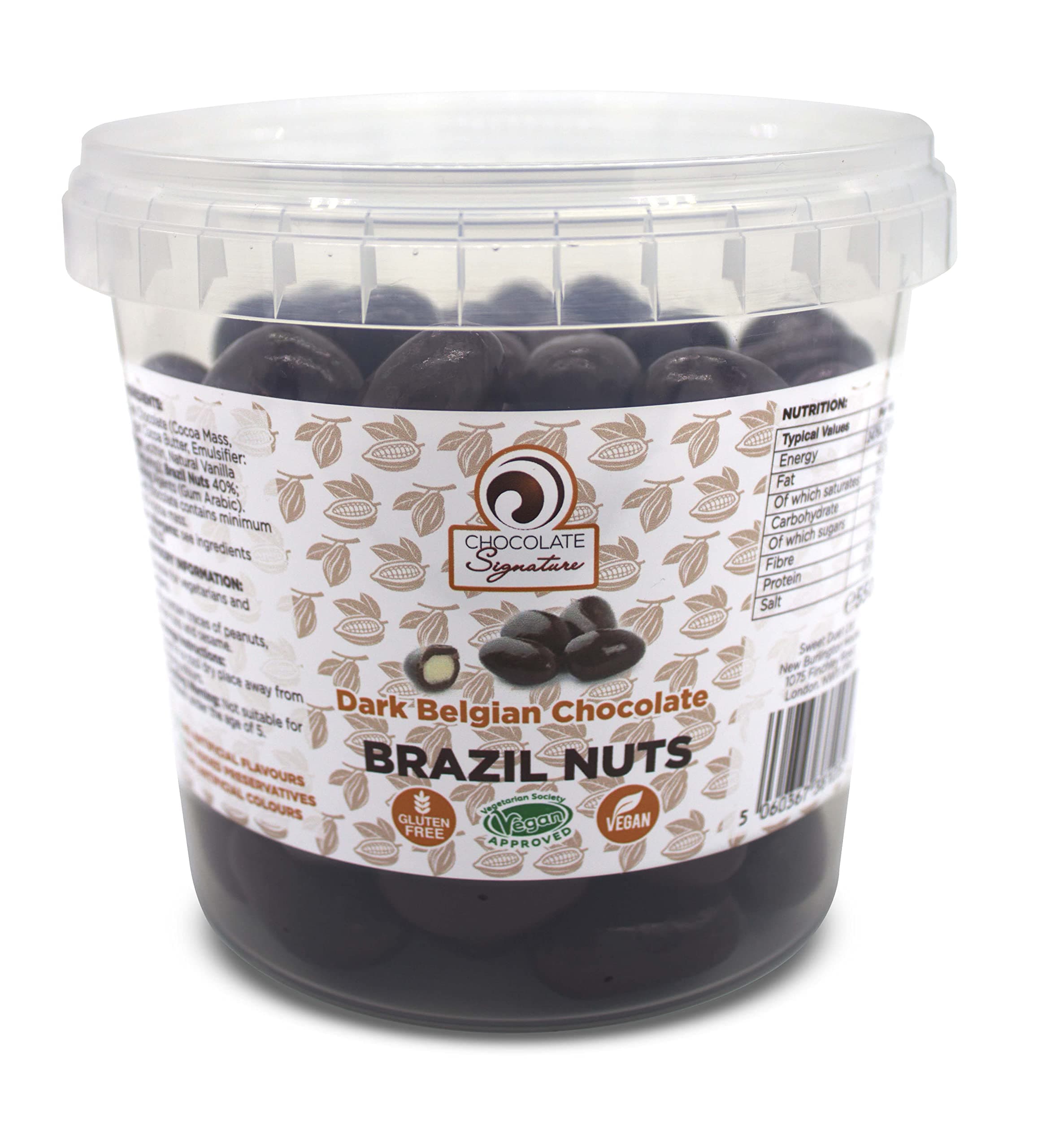 Chocolate Brazils Nuts - 550g, Dark Chocolate Gift Jar, High Protein Snack, Dairy Free, Gluten Free, Vegan