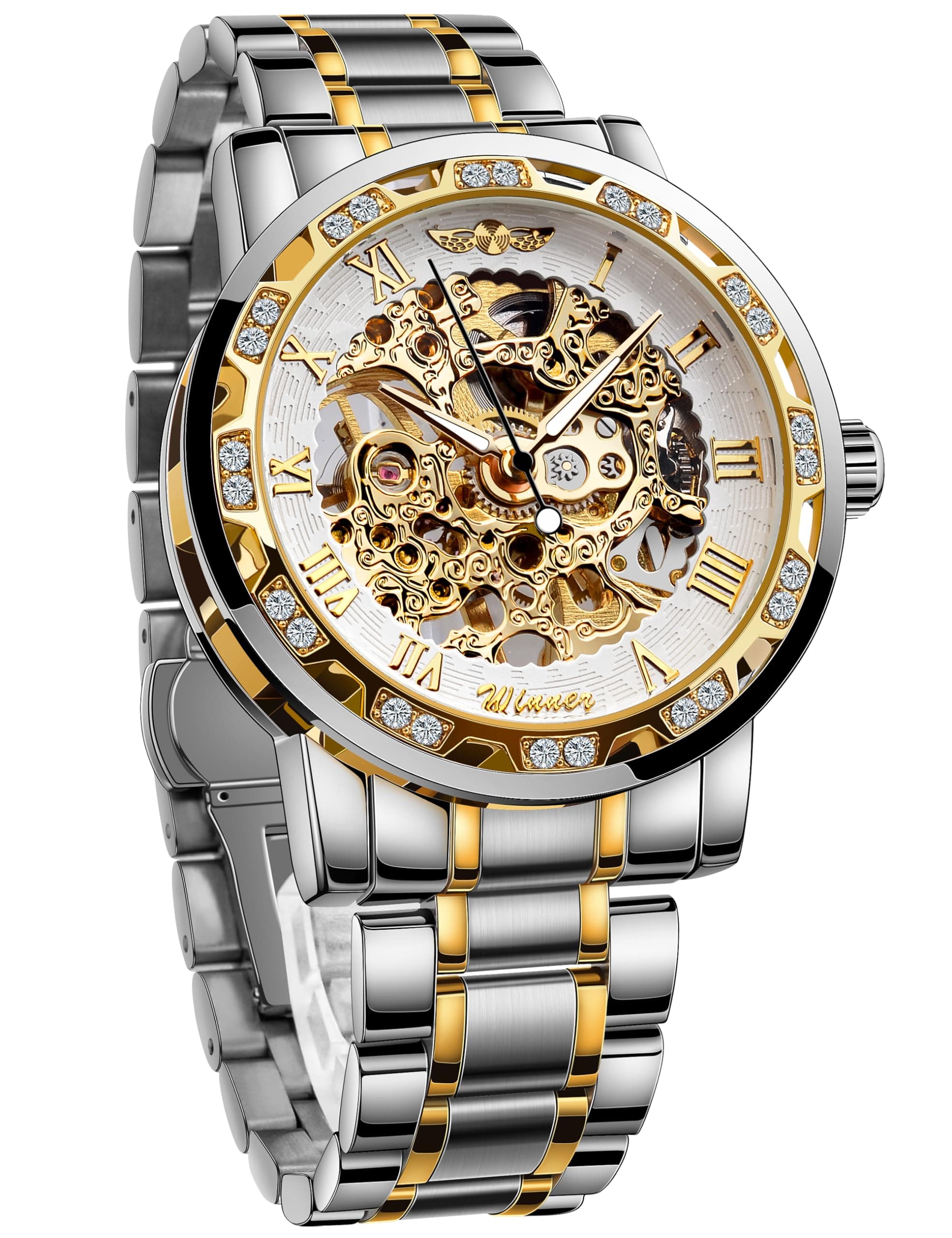 Retro Steampunk Skeleton Automatic Diamond Royal Carving Men's Watches Elegant Mechanical Wrist Watch Neutral Clock