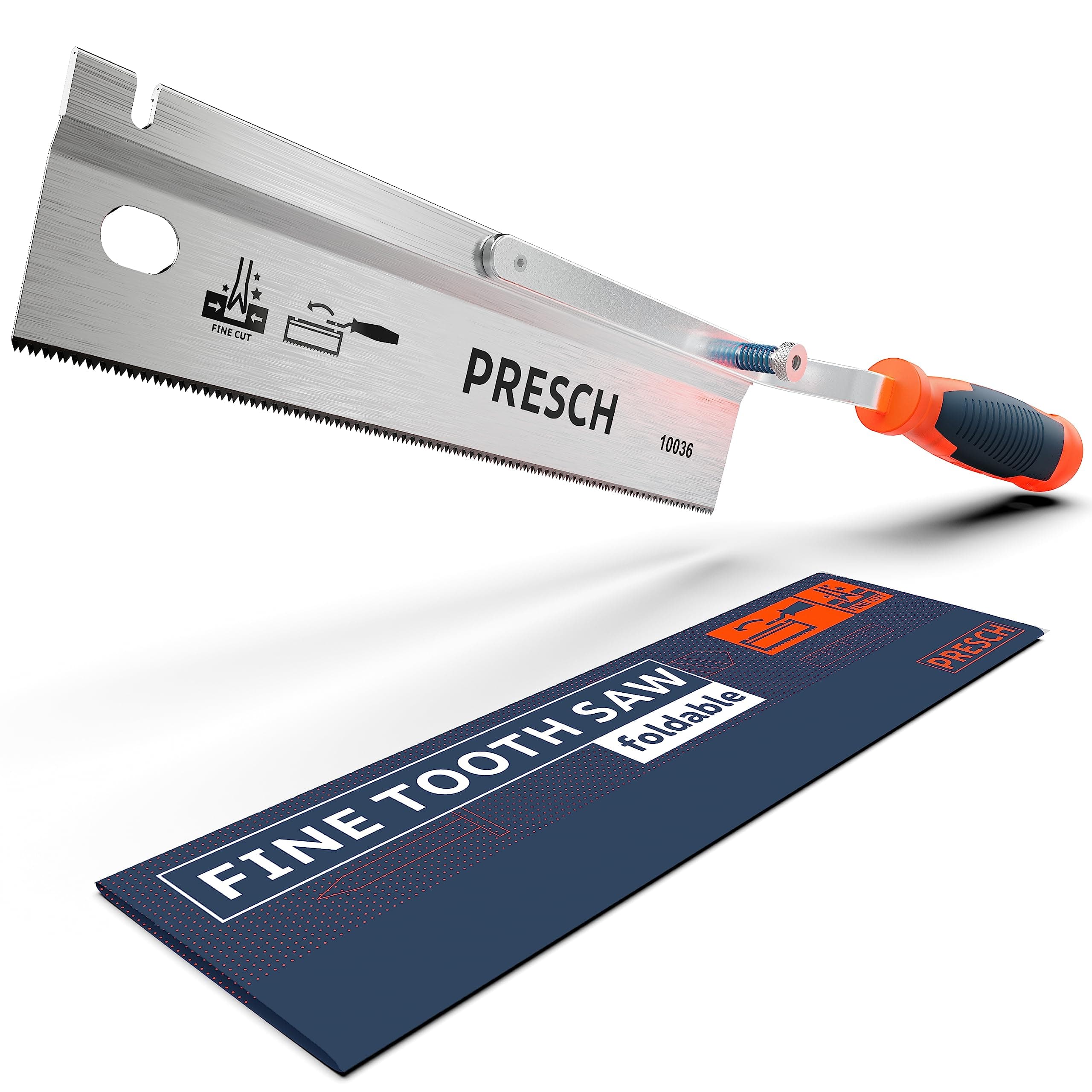 Presch Fine Tooth Saw 250mm - Cranked Dovetail Saw with Reversible Handle - Handsaw for Wood, Plastic, Craft and Carpenters
