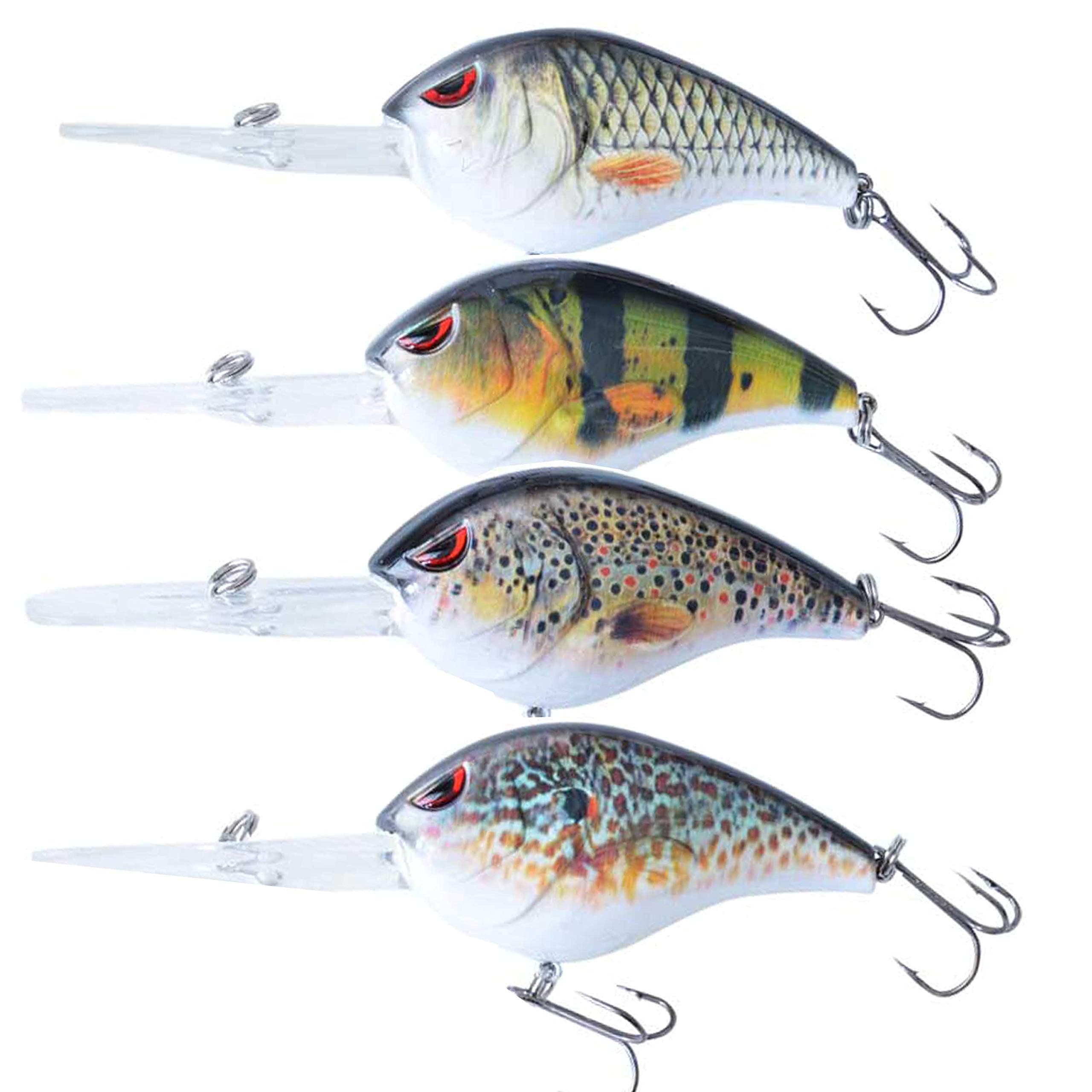 ElbfangCrankbaits Set of 4 - Natural Quality Action Minnow Lures for Predator Fishing - Floating, 8 cm, 4-6 m Running Depth, 0.49 lbs