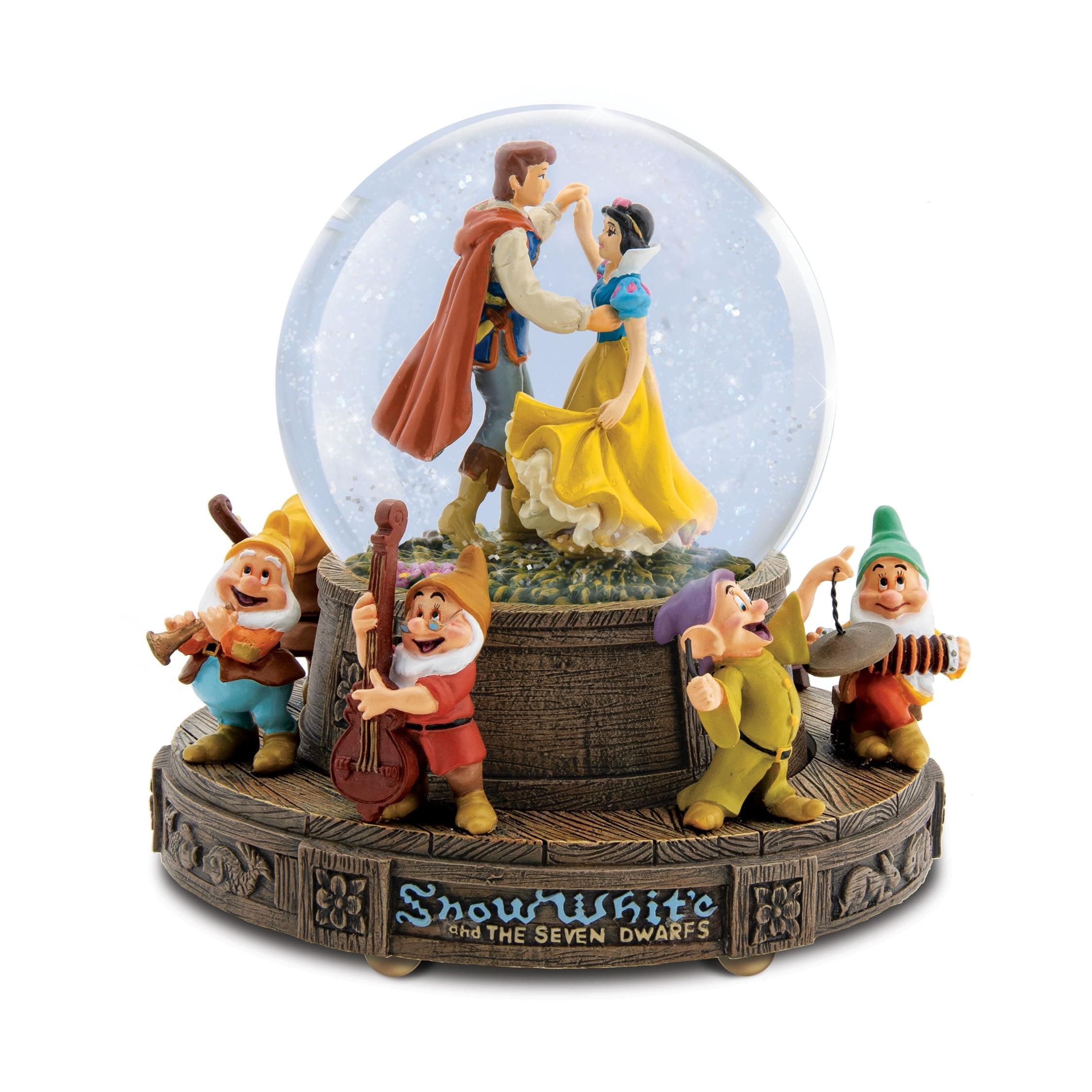 The Bradford Exchange Disney Snow White Musical Glitter Globe with The Seven Dwarfs on a Rotating Base