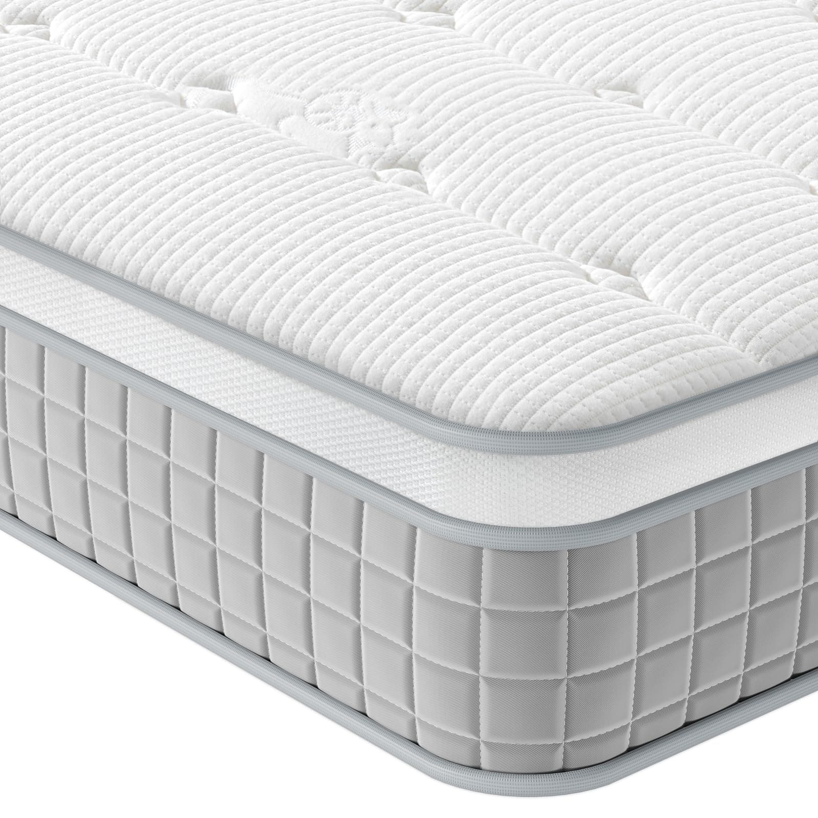 Vesgantti European Single Mattress 90x200 cm - 9.6 Inch Pocket Sprung Mattress with Breathable Foam and Individually Wrapped Spring - Medium Firm Feel, Modern Box Top Collection