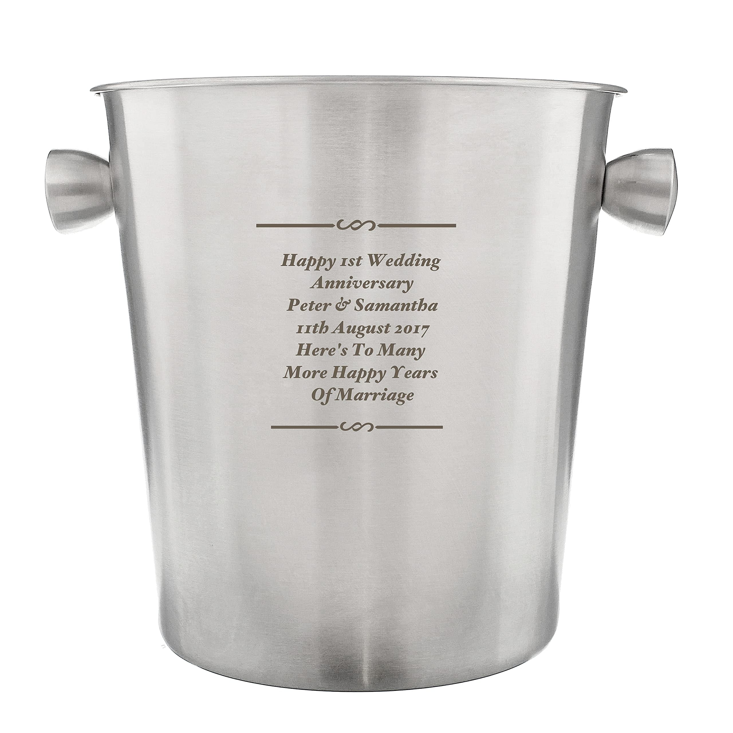 Any Message Stainless Steel Ice Bucket Personalised This Stylish And Contemporary, Brushed,