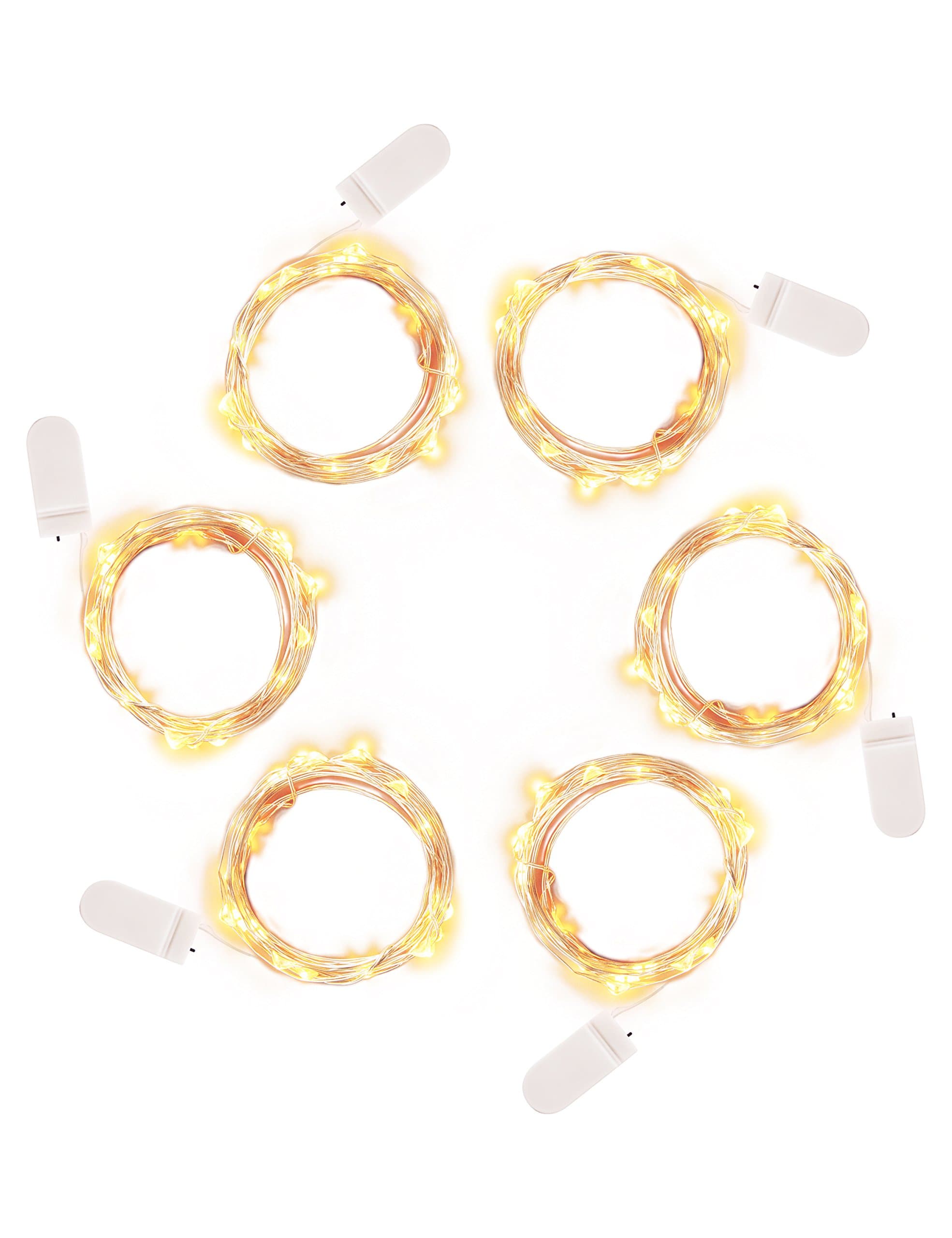 illumiForce LED Starry String Lights, Battery Operated Fairy Lights, 6.5ft 20LEDs, Decorations for Bedroom Patio Garden Birthday Party Wedding Christmas DIY Crafing Home Decor, Warm White 6 Sets