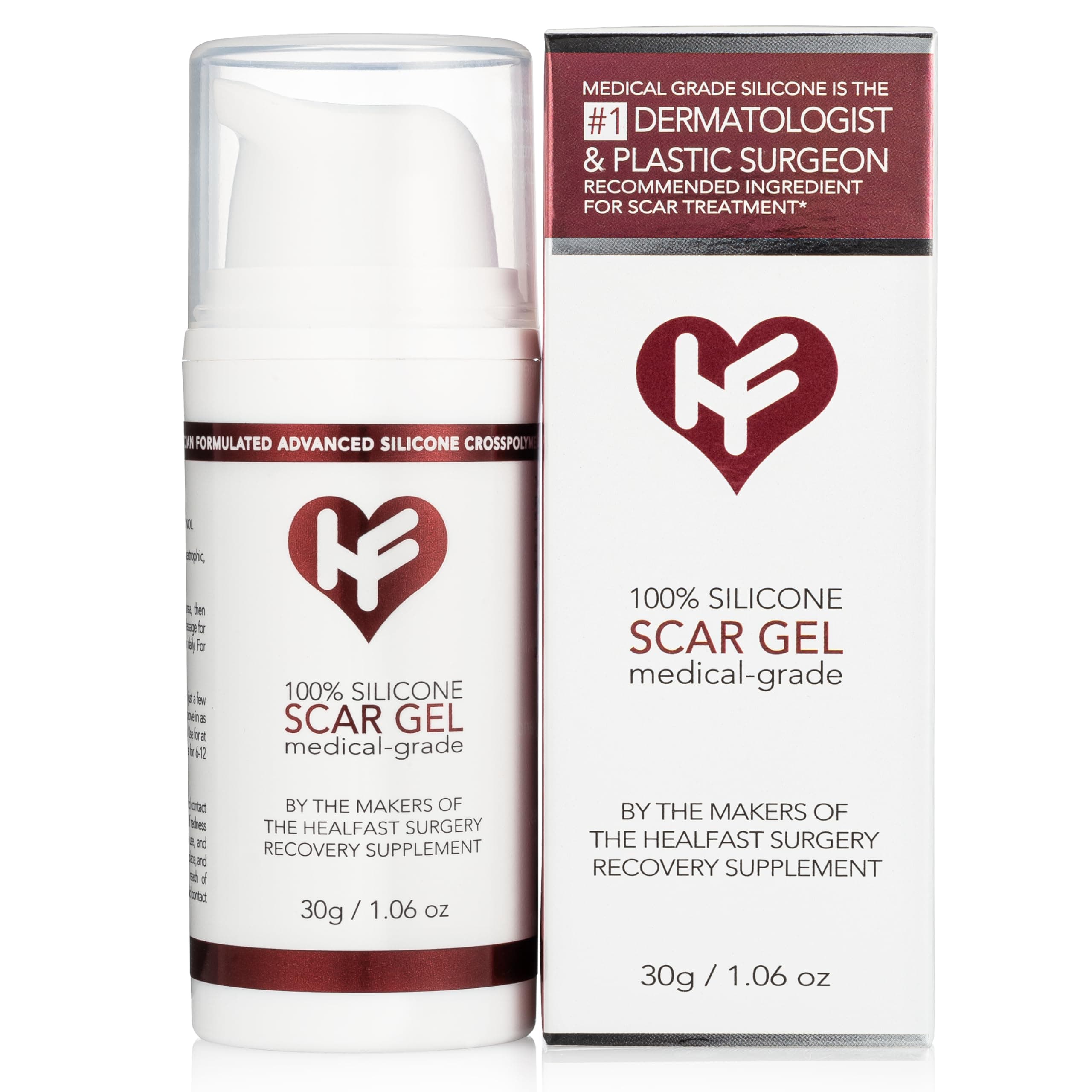 HealFast Silicone Scar Gel & Cream for Surgical Scars - Medical Grade Scar Treatment & Removal for Keloid, Acne, Burns, C Section, Stretch Marks - Physician Formulated Advanced Silicone Gel for Scars