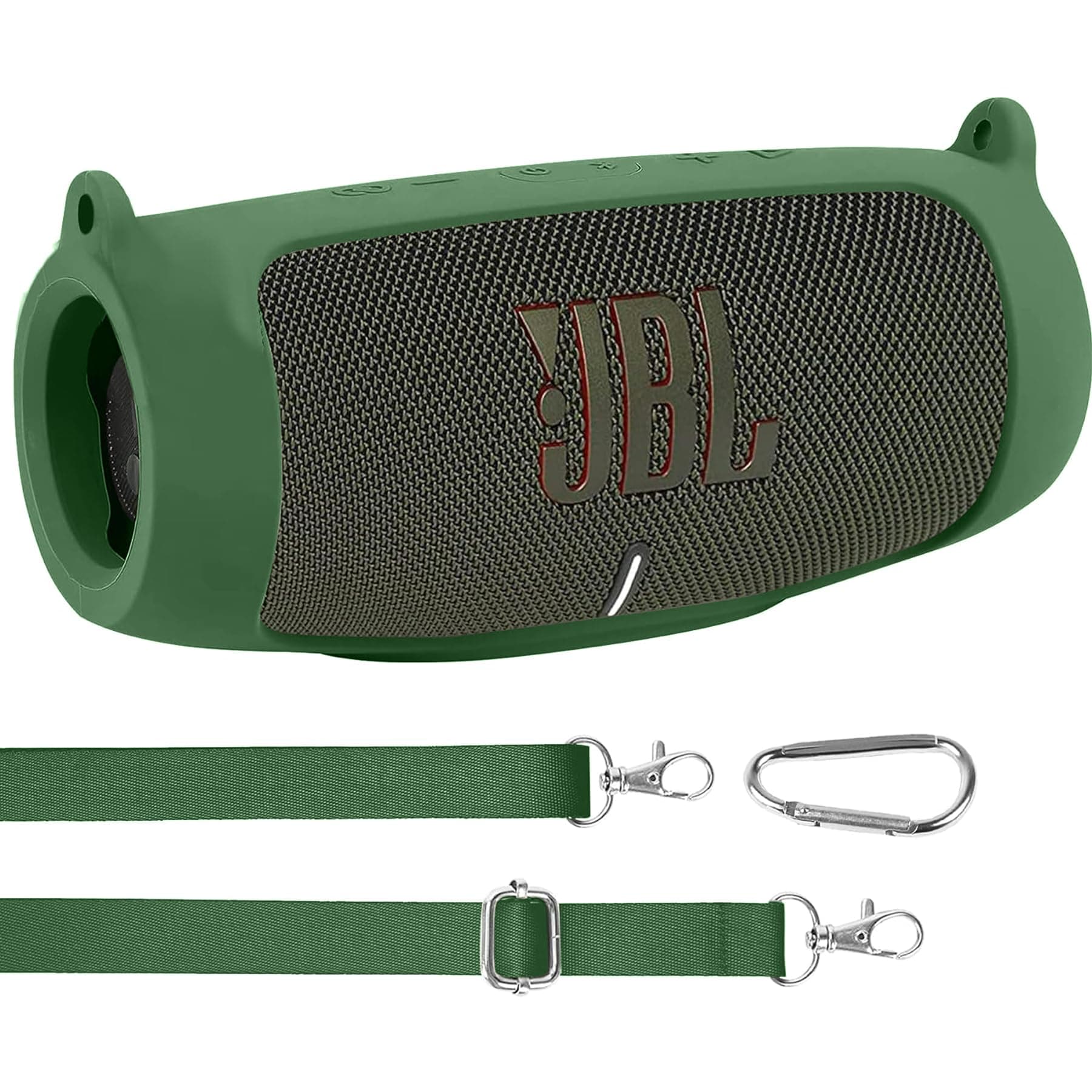 co2CREA Case Silicone for JBL Charge 5 WiFi and Portable Bluetooth Speaker, Portable Ultra-light Protective Sleeve with Carabiner and Shoulder Strap (Speaker and Accessories not Included)