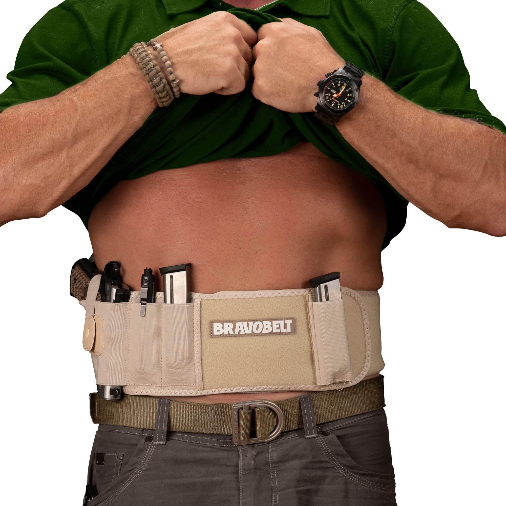 BRAVOBELT Belly Band Holster - by BRAVOBELT Athletic Performance Holster for Running, Jogging, Hiking - G17-43 S&W M&P 40 Shield | for Men & Women