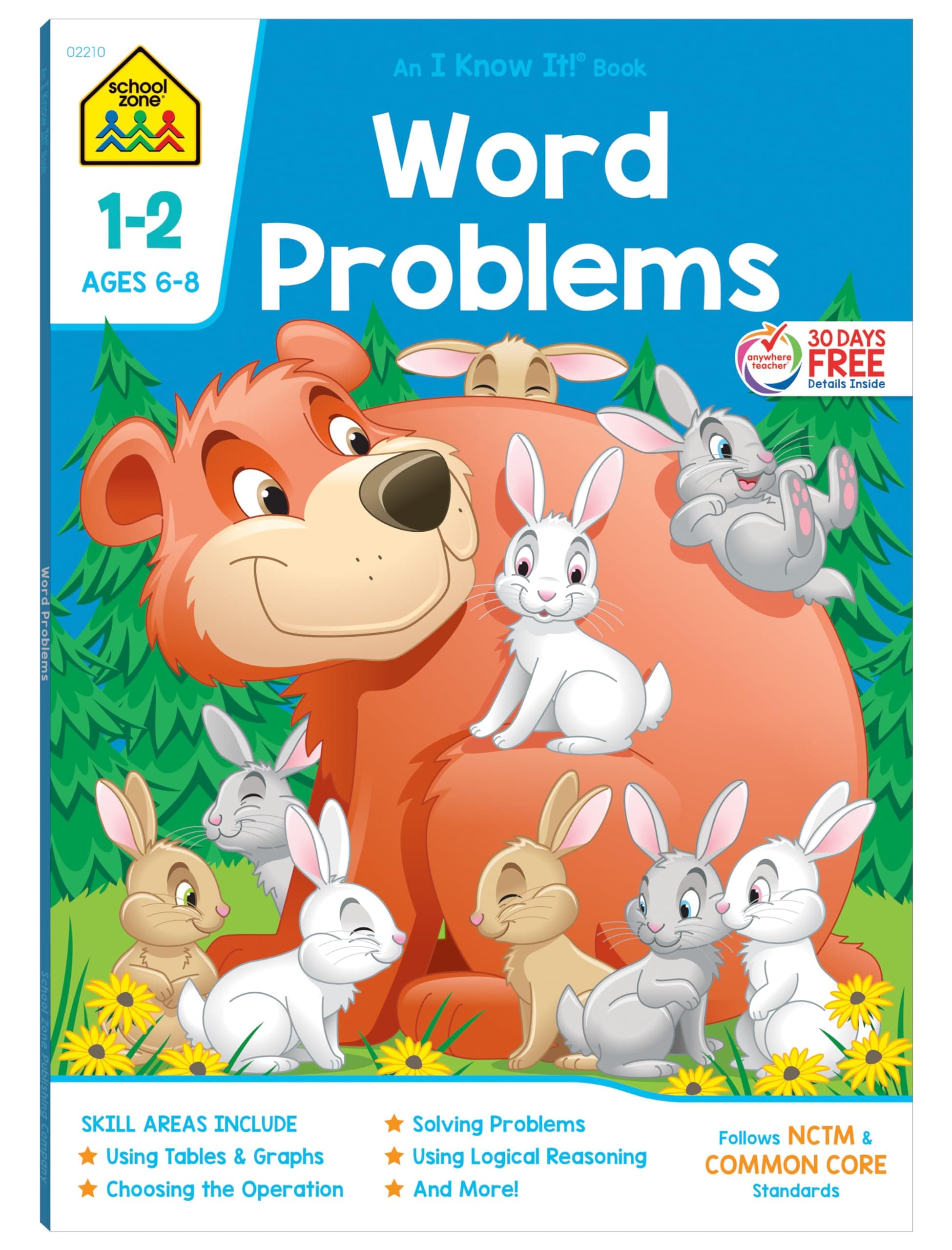 School Zone - Word Problems Workbook - 64 Pages, Ages 6 to 8, 1st Grade, 2nd Grade, Picture Stories, Graphs, Calendars and Clocks, Math Problems, and ... Workbook Series) (Deluxe Edition 64-Page)