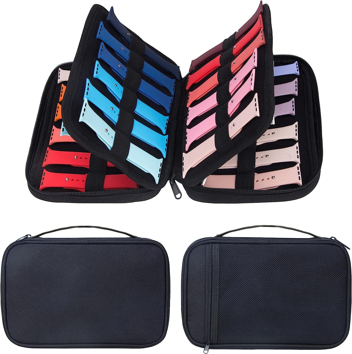 PACMAXI36 Watch Bands Storage Carrying Case Compatible with Watches, Watch Band Holder Stores 36 Watch Bands Fit for The Most Sizes of Watch Straps, Organizer for Watch Bands Accessories (Black)