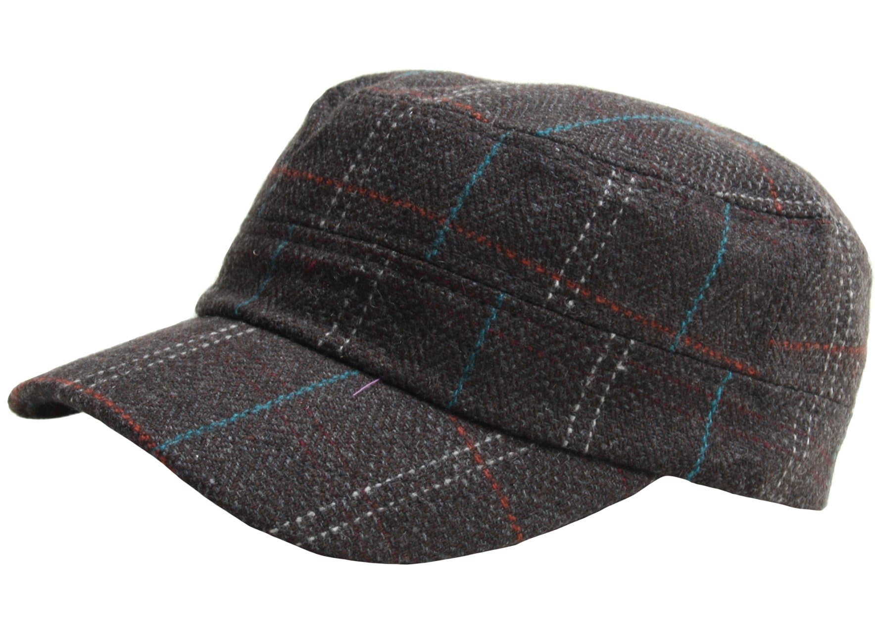 A115 Wool Herringbone Royal Check Pattern Style Club Army Cap Cadet Military Hat