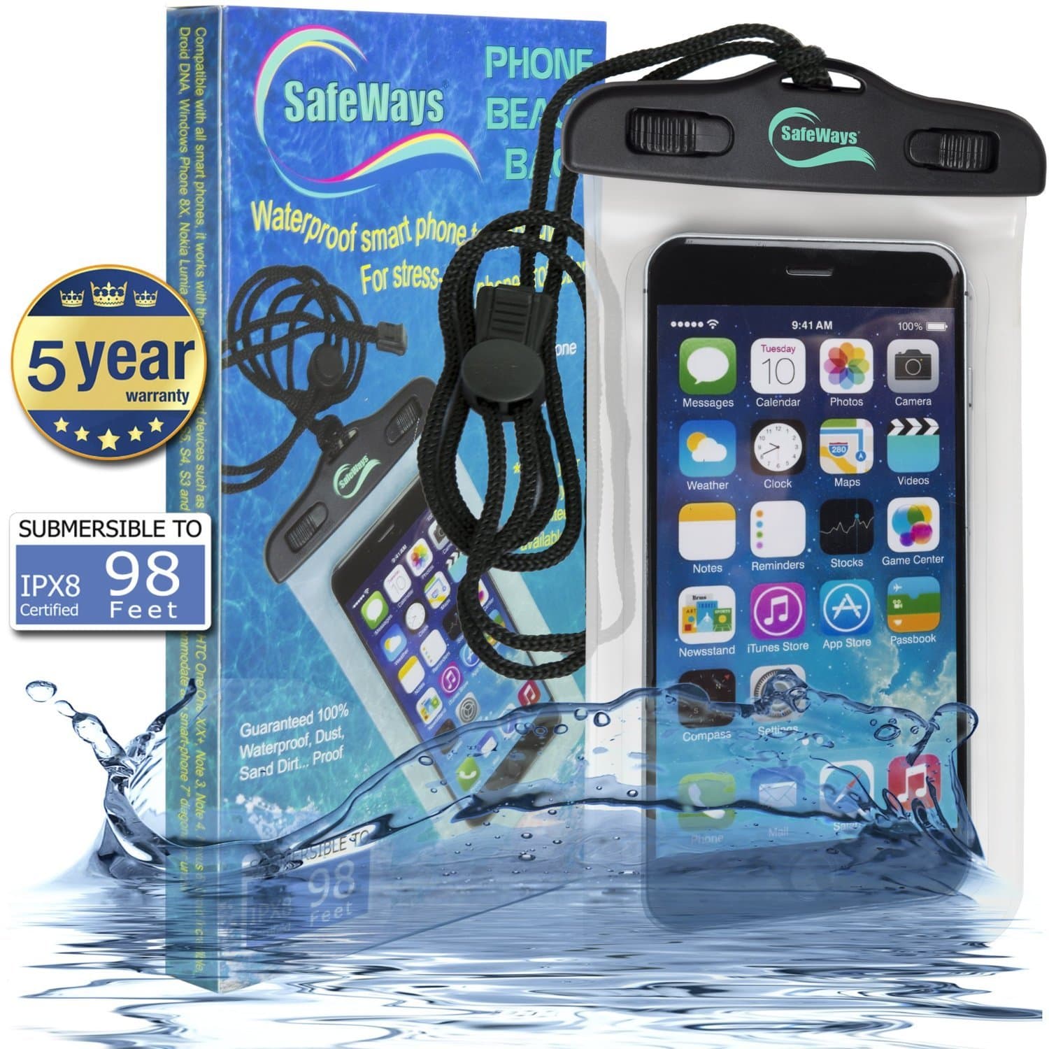 100% Waterproof Transparent Seal Phone Case for Men & Women - Compatible with All iPhone, Samsung, HTC, Sony, Nokia Models & All Cellphones/Tablets/iPods/Cameras Up to 7-Inch