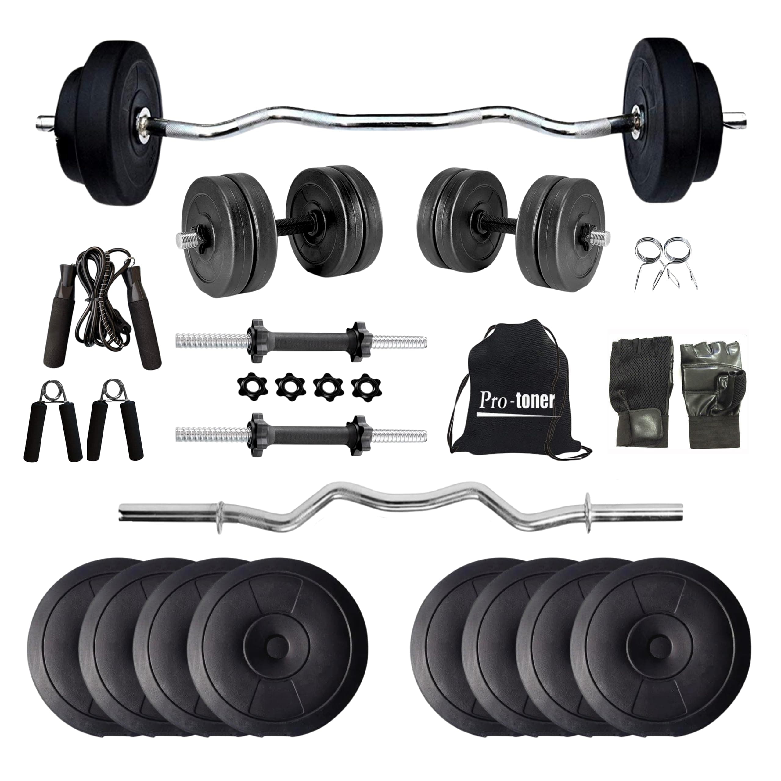 Protoner 20kg with 3 Rods PVC Weight Lifting Package