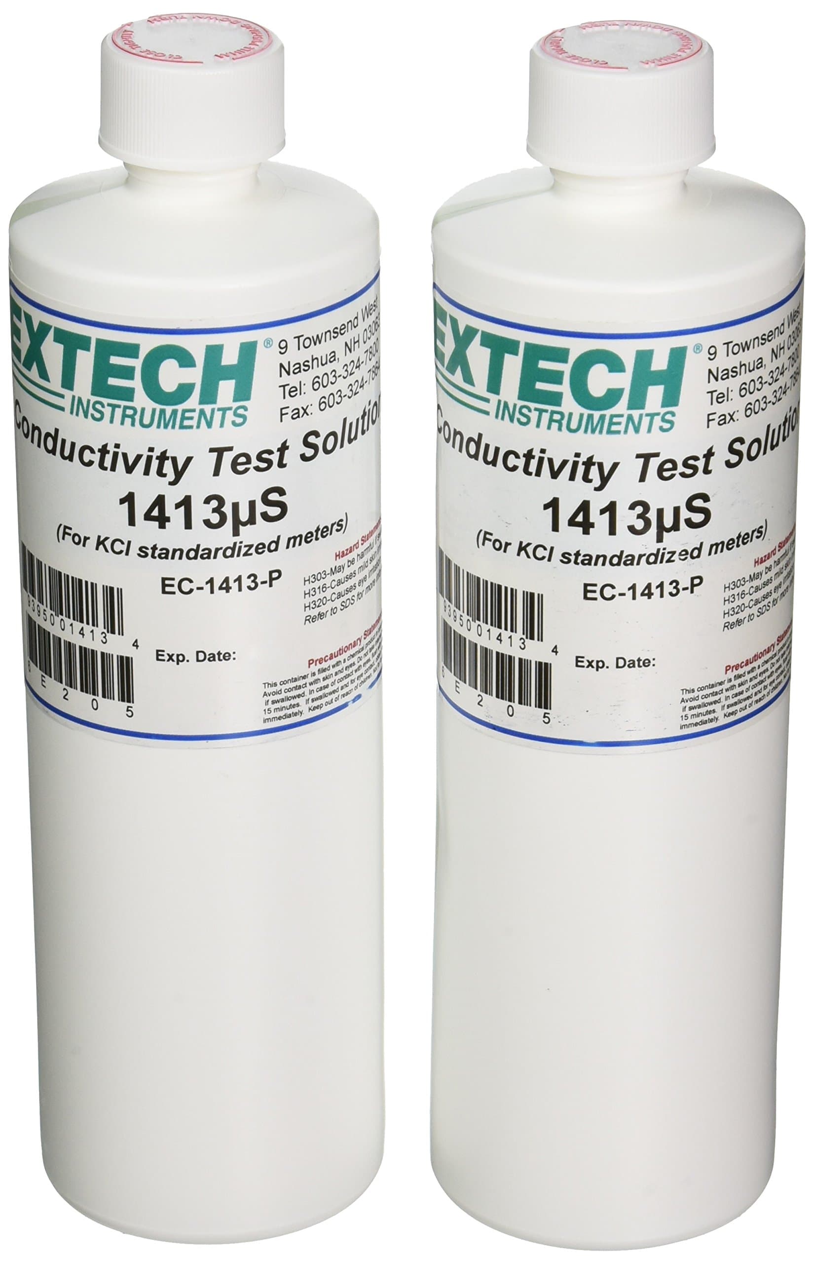 Extech EC-1413-P 1413 µS Conductivity Standard Solution (Two Bottles) – Pre-Mixed Calibration Fluid for Conductivity Meters and TDS Meters, Laboratory Quality Accuracy