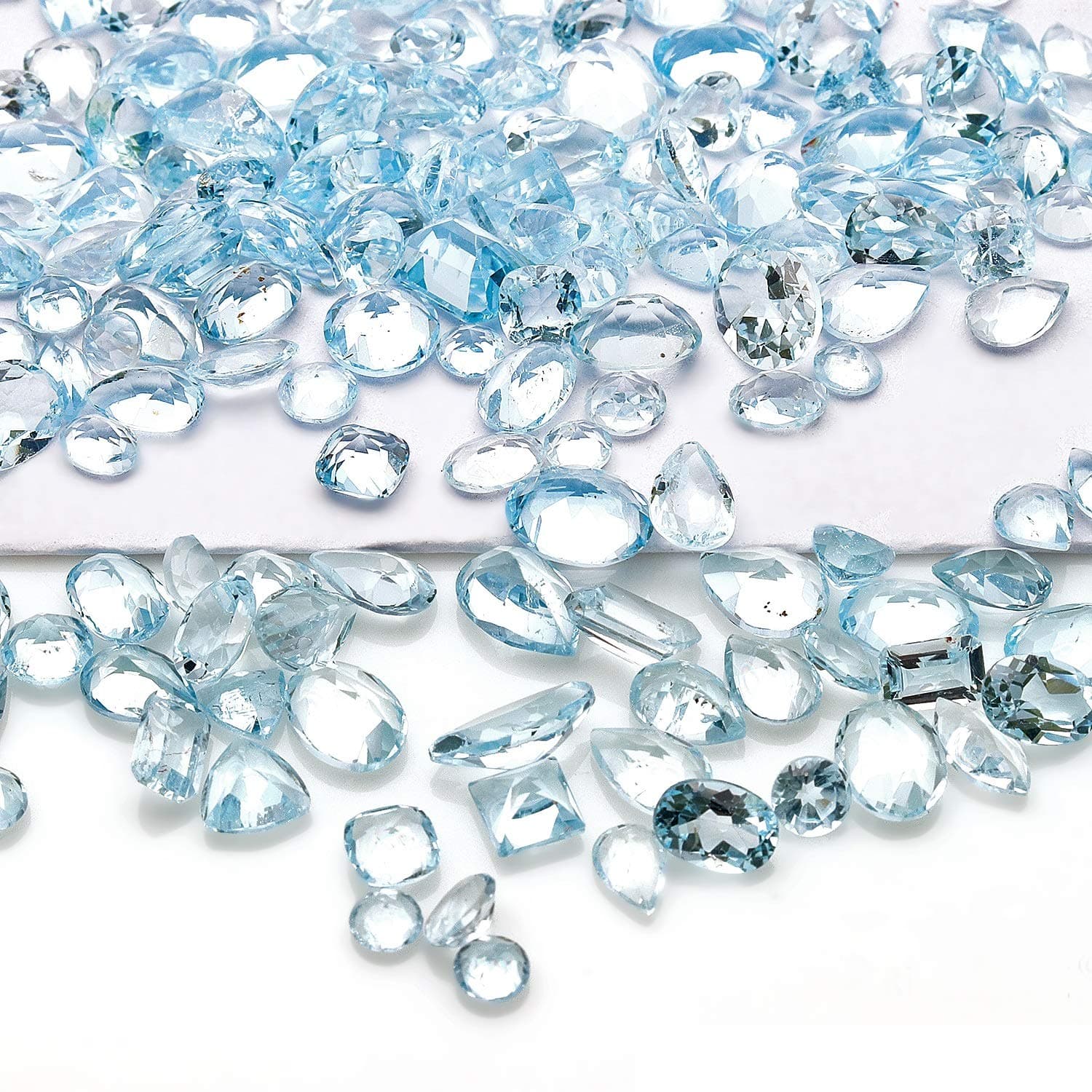 50+ Carats Blue Topaz Mixed Gems Natural Loose Gemstones | 100% Natural Loose Gemstones bulk| Grade A+ (natural inclusions) |Hand Cut and Polished | 20-30 pieces Gemstone Wholesale Lot â by GM GemMartUSA (BT-60001)