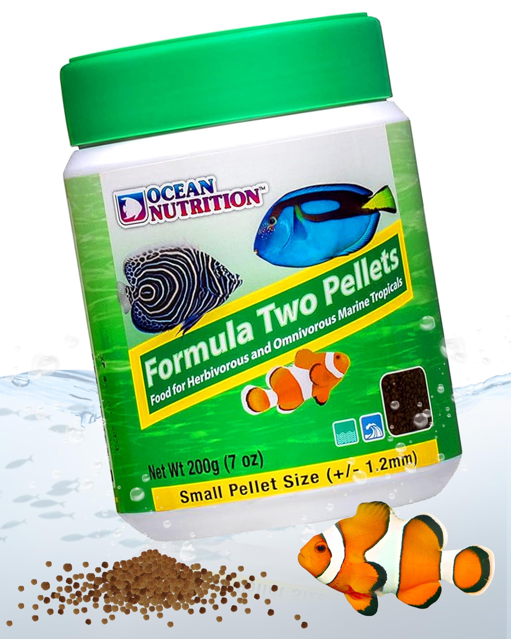 Ocean Nutrition Formula Two Pellets - Fish Food for Herbivorous & Omnivorous Marine Tropical Fish, High Protein(40%) - 7 oz (200 g) Small Pellets