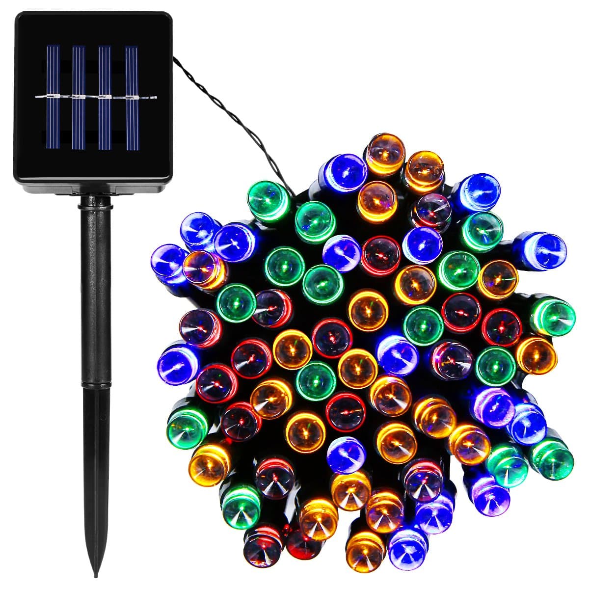 LED String Christmas Lights,39ft 100LEDs 8 Modes Outdoor Waterproof Solar Powered Fairy Lights for Garden Home Party Bedroom Xmas Outdoor Decoration(Multi-color)