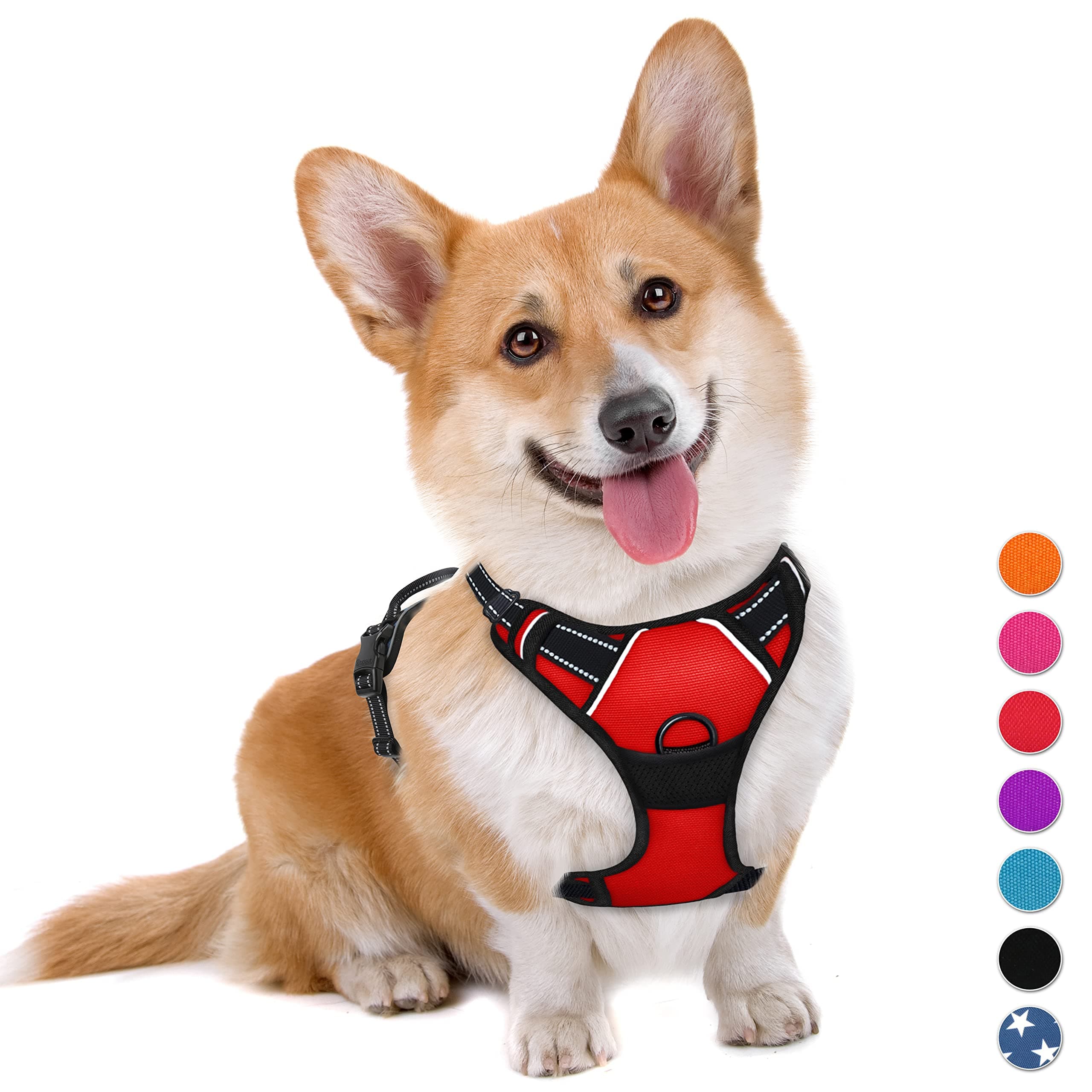 BARKBAY Dog Harness No Pull for Medium Dogs - Adjustable, Reflective, Comfortable, No Choke, Heavy-Duty - Perfect for Outdoor Training, Walking, and Hiking - Strong & Durable - M & Red