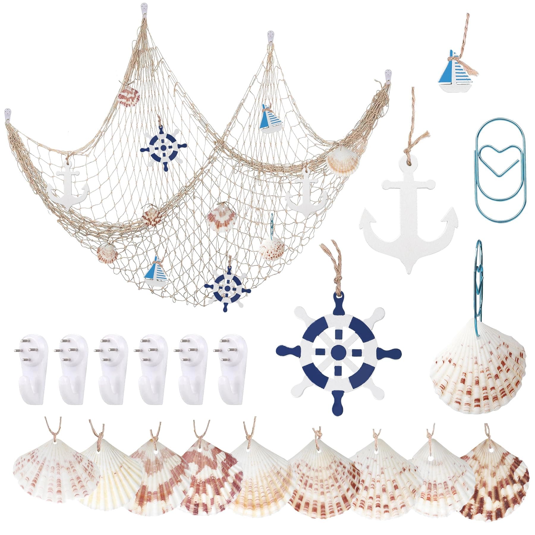 Decorative Fishing Net 1M*2M With Sea Shells - Nautical Ornaments for Home Bedroom Mediterranean Party Decor