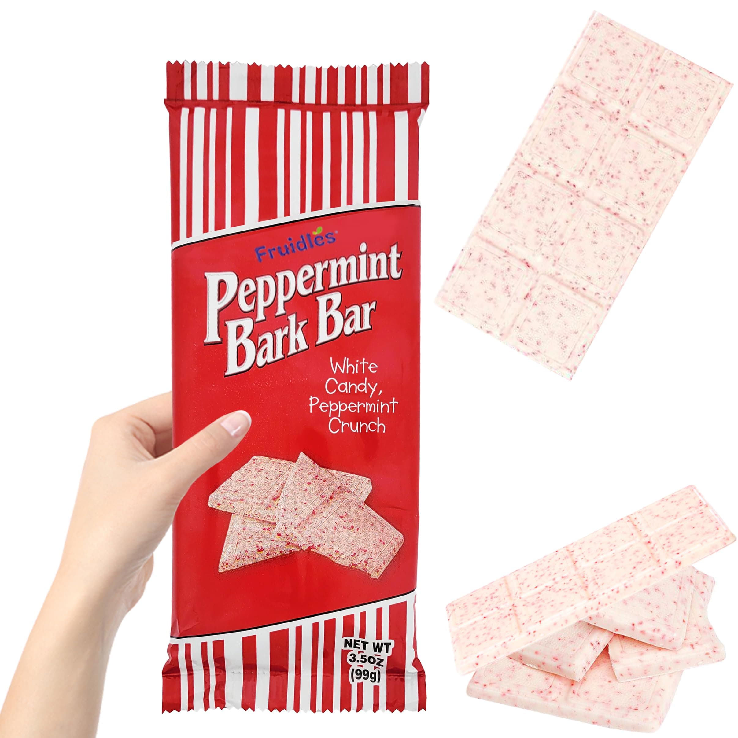 Peppermint Bark Bar, Holiday Favorite Kosher Certified, Individually Wrapped Bars, 3.5oz (Single)