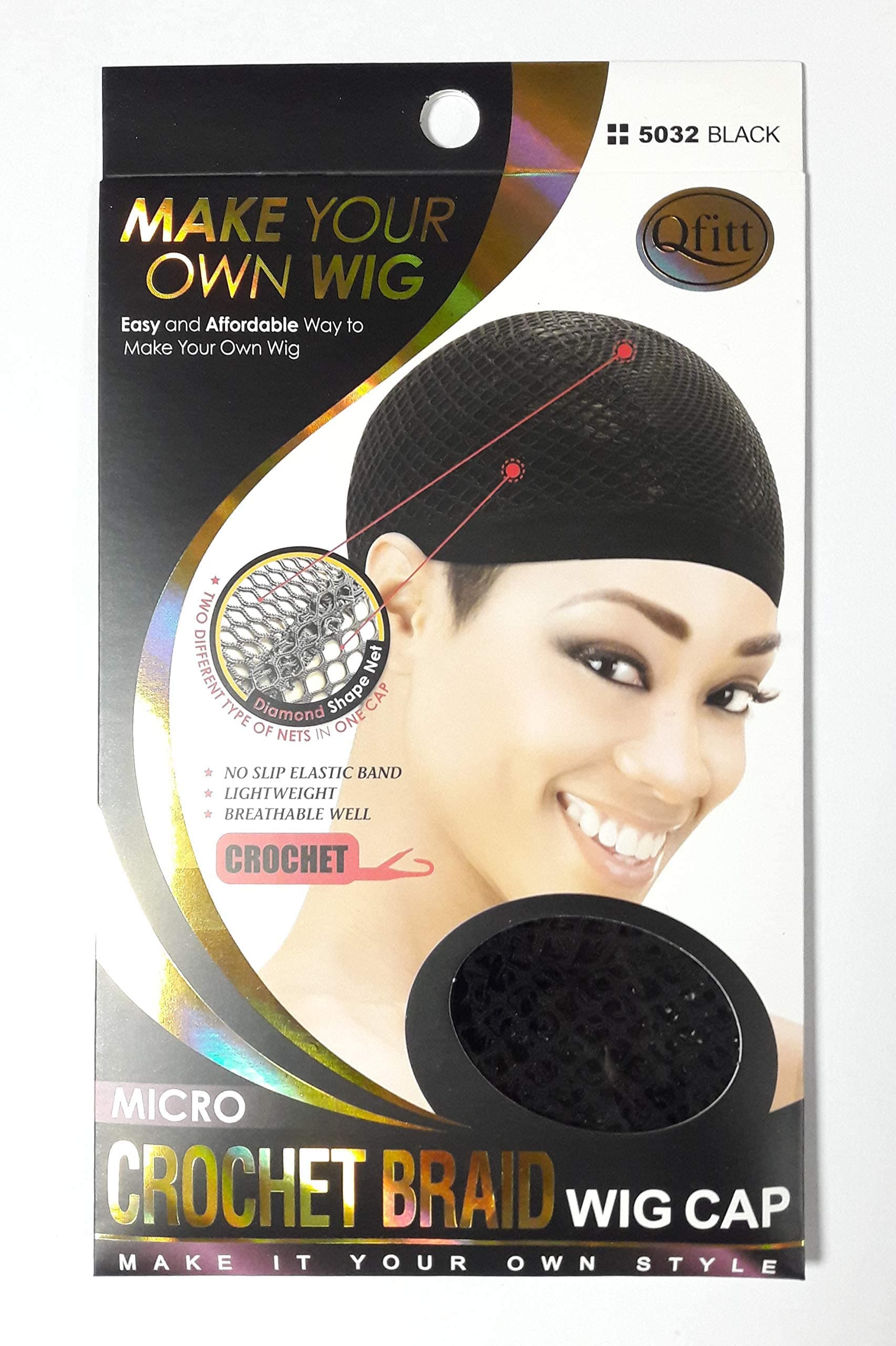 Make Your Own Wig Micro Crochet Braid Wig Cap #5032, Black