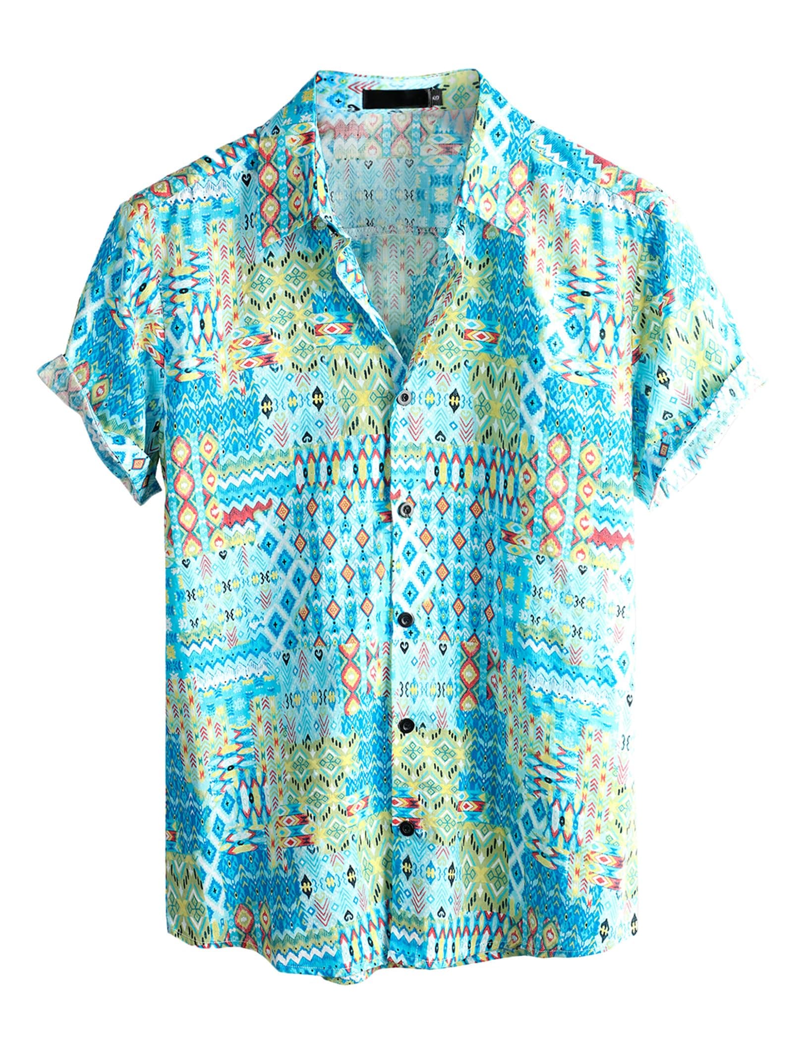 Mens Casual Hawaiian Floral Shirts Short Sleeve Button Down Tropical Shirts Beach Summer Shirts