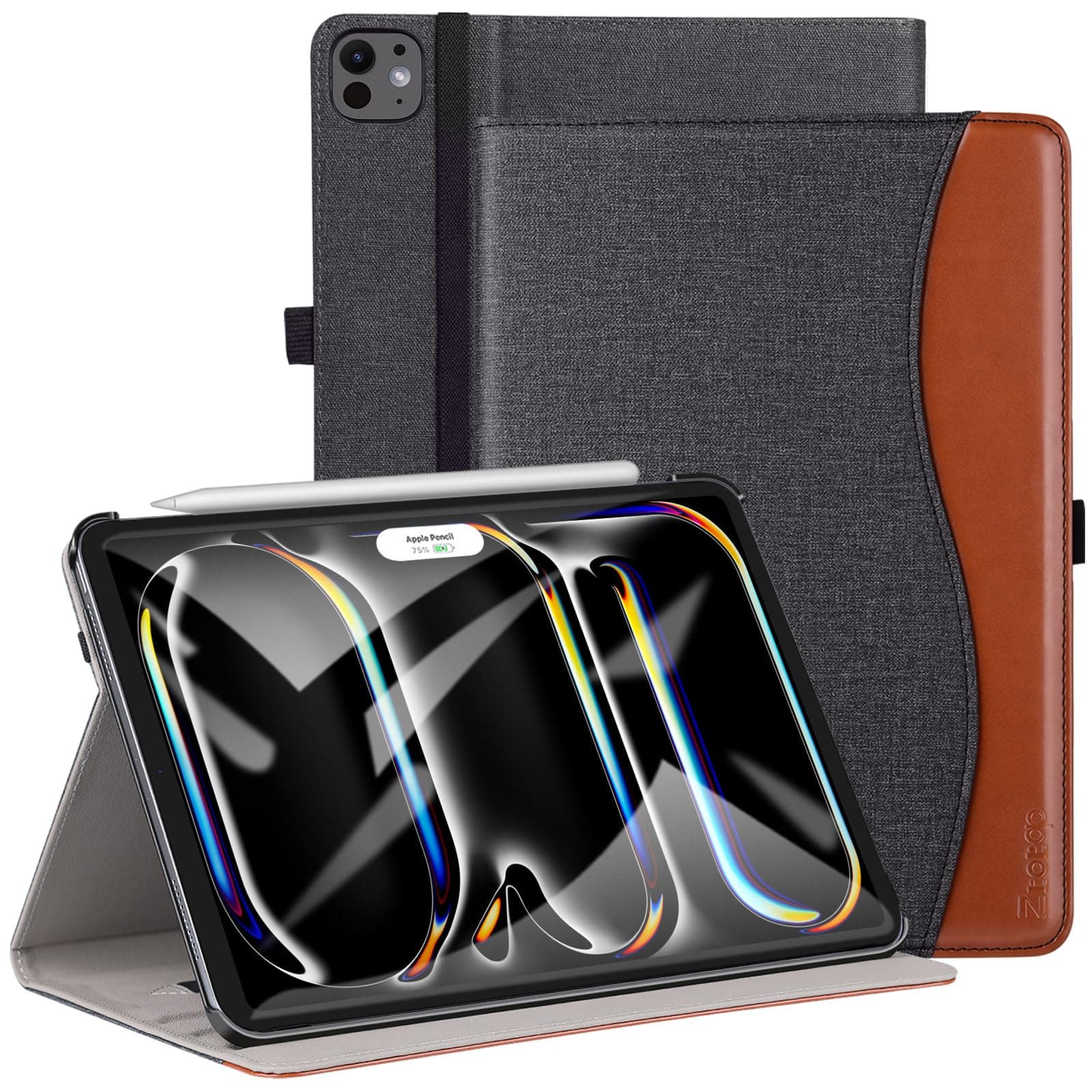 ZtotopCases for New iPad Pro 13 Inch Case (M5) 2025 / (M4) 2024, Premium Smart PU Leather Folio Cover with Multiple Angles, Support Auto Wake/Sleep, Front Card Pocket, Denim Black