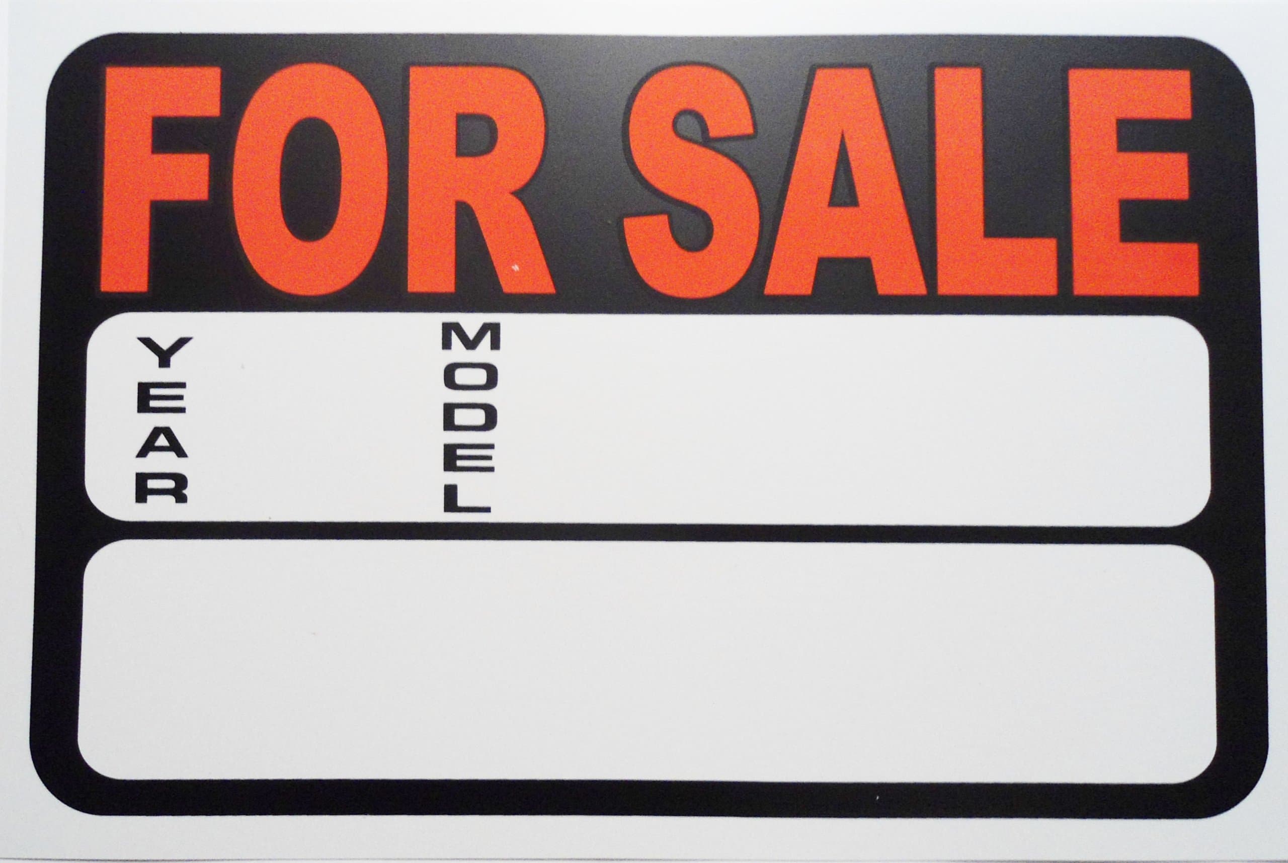 Car for Sale Sign A4 Size Display Board Vehicle Price/Year/Model Wipe Clean Plastic